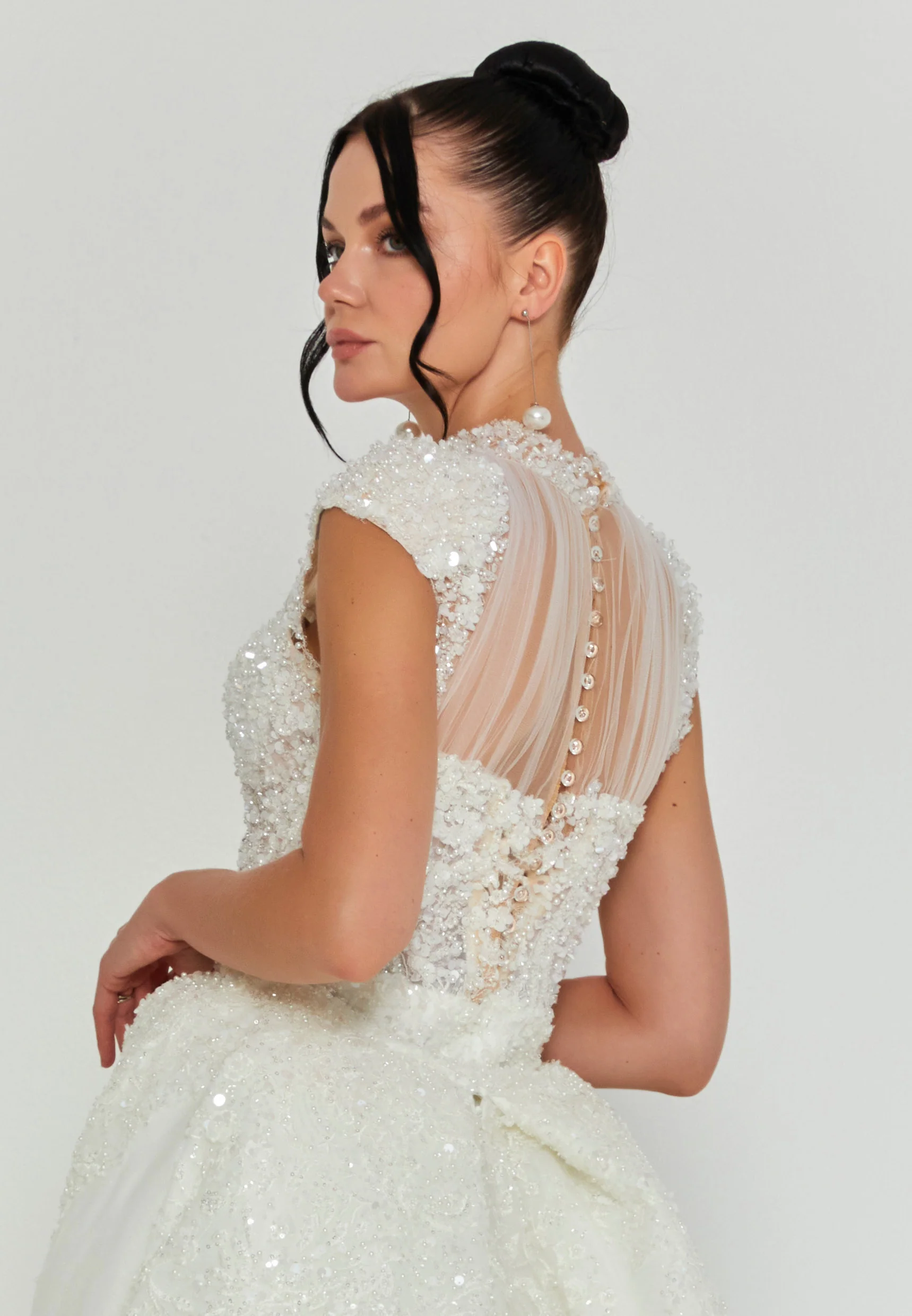 Sleeveless Maxi Tulle Regular Wedding Dress abb24017-d-y - Image 3