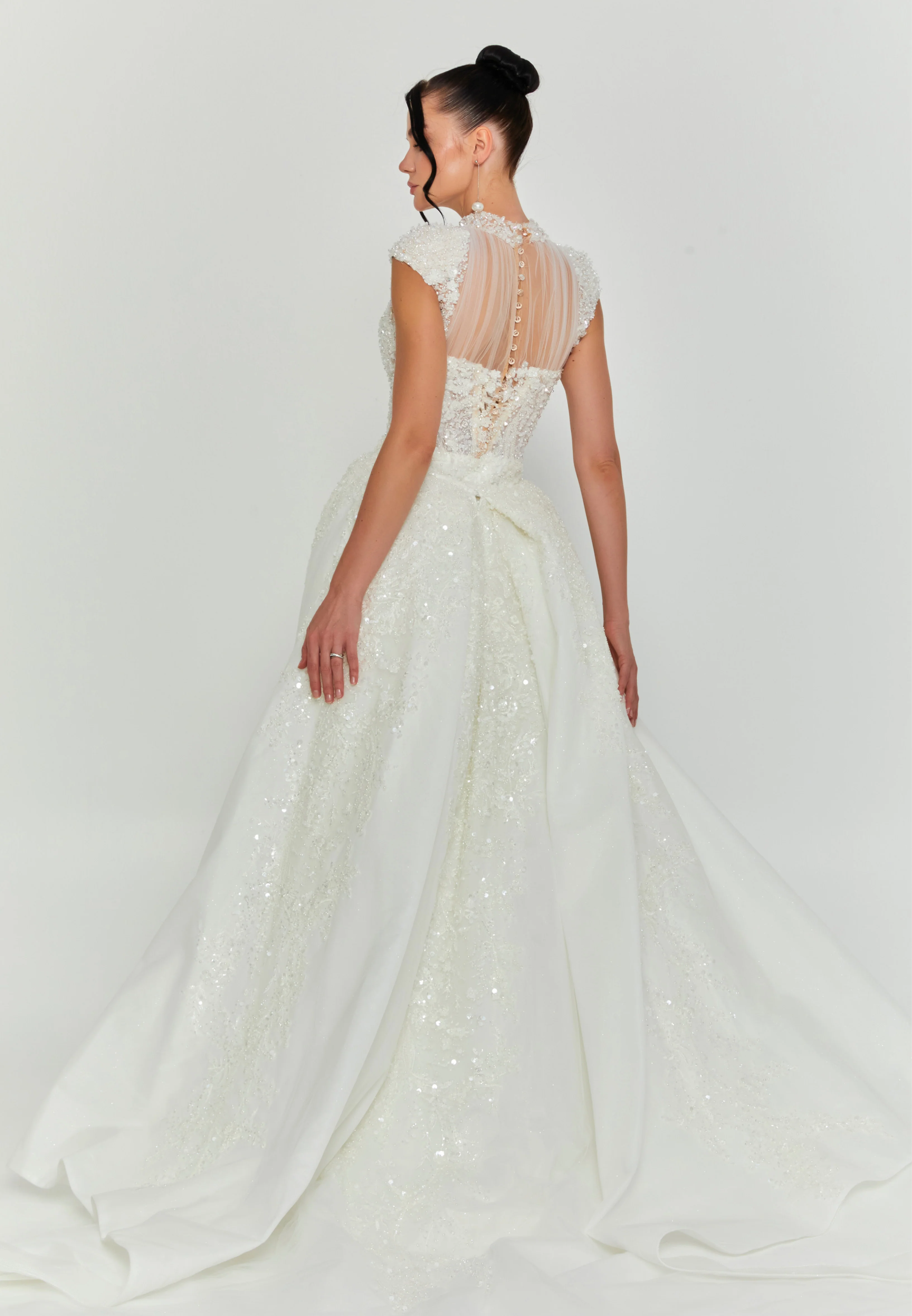 Sleeveless Maxi Tulle Regular Wedding Dress abb24017-d-y - Image 4