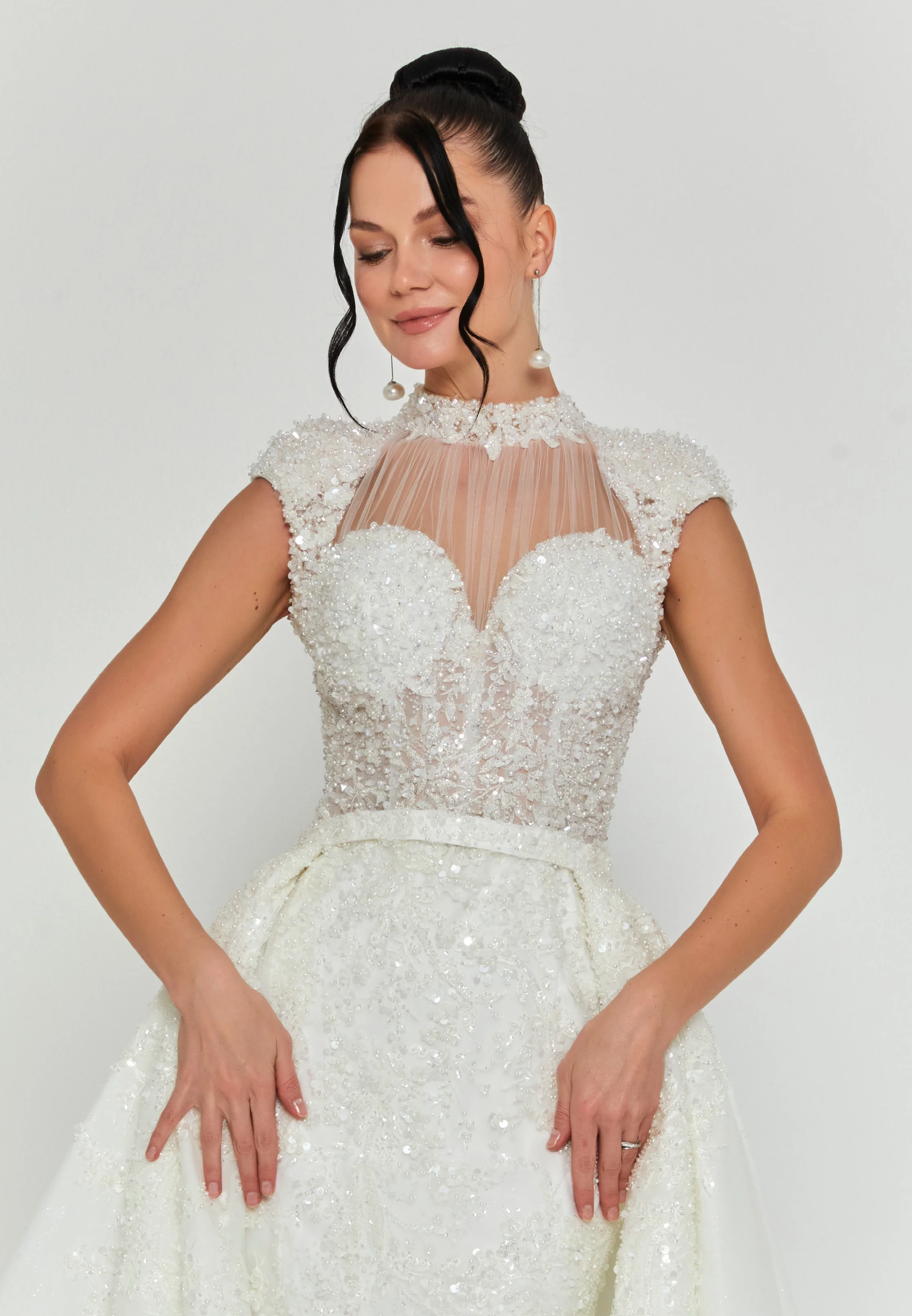 Sleeveless Maxi Tulle Regular Wedding Dress abb24017-d-y - Image 7