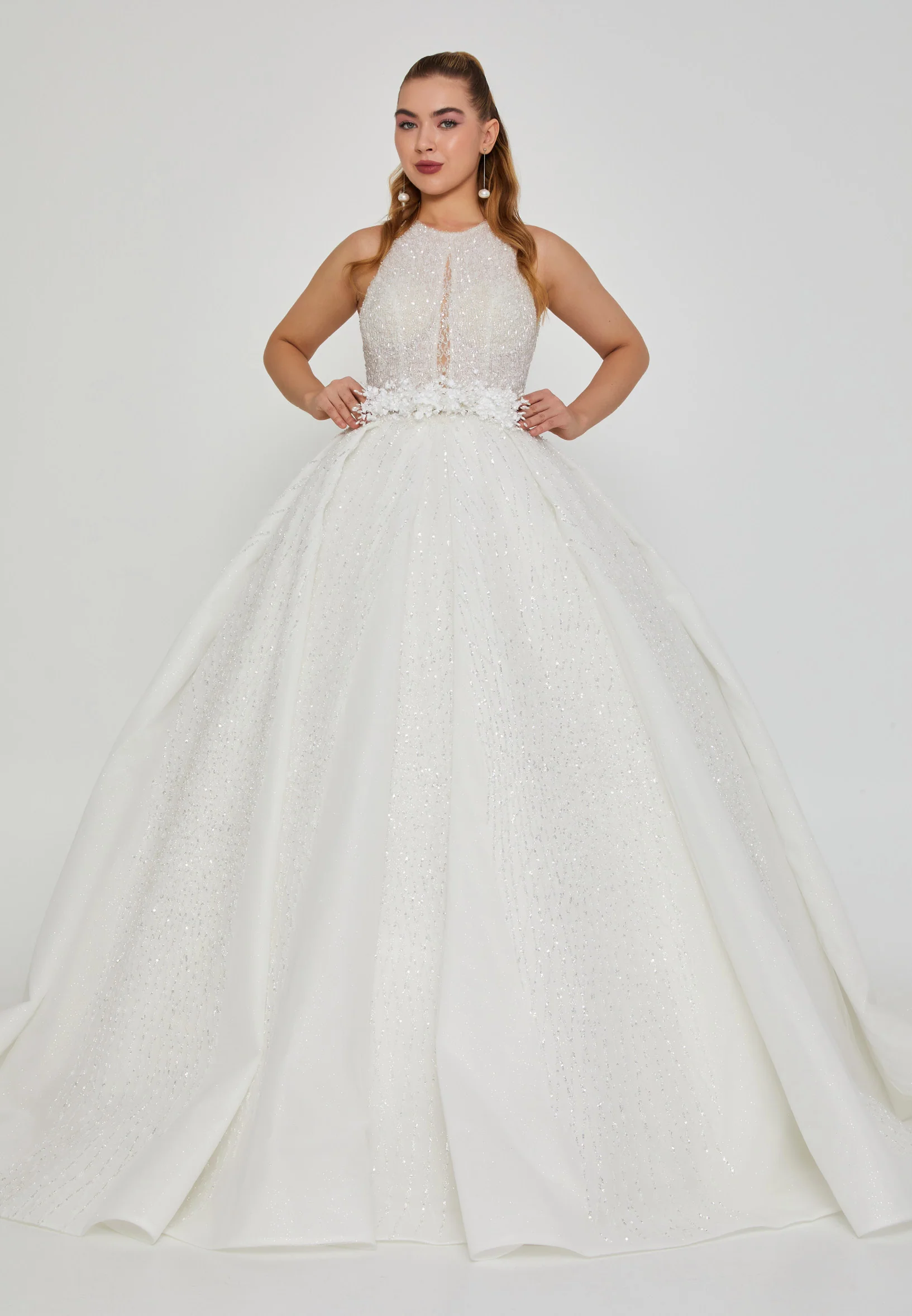 Sleeveless Maxi Tulle Regular Wedding Dress abb24029
