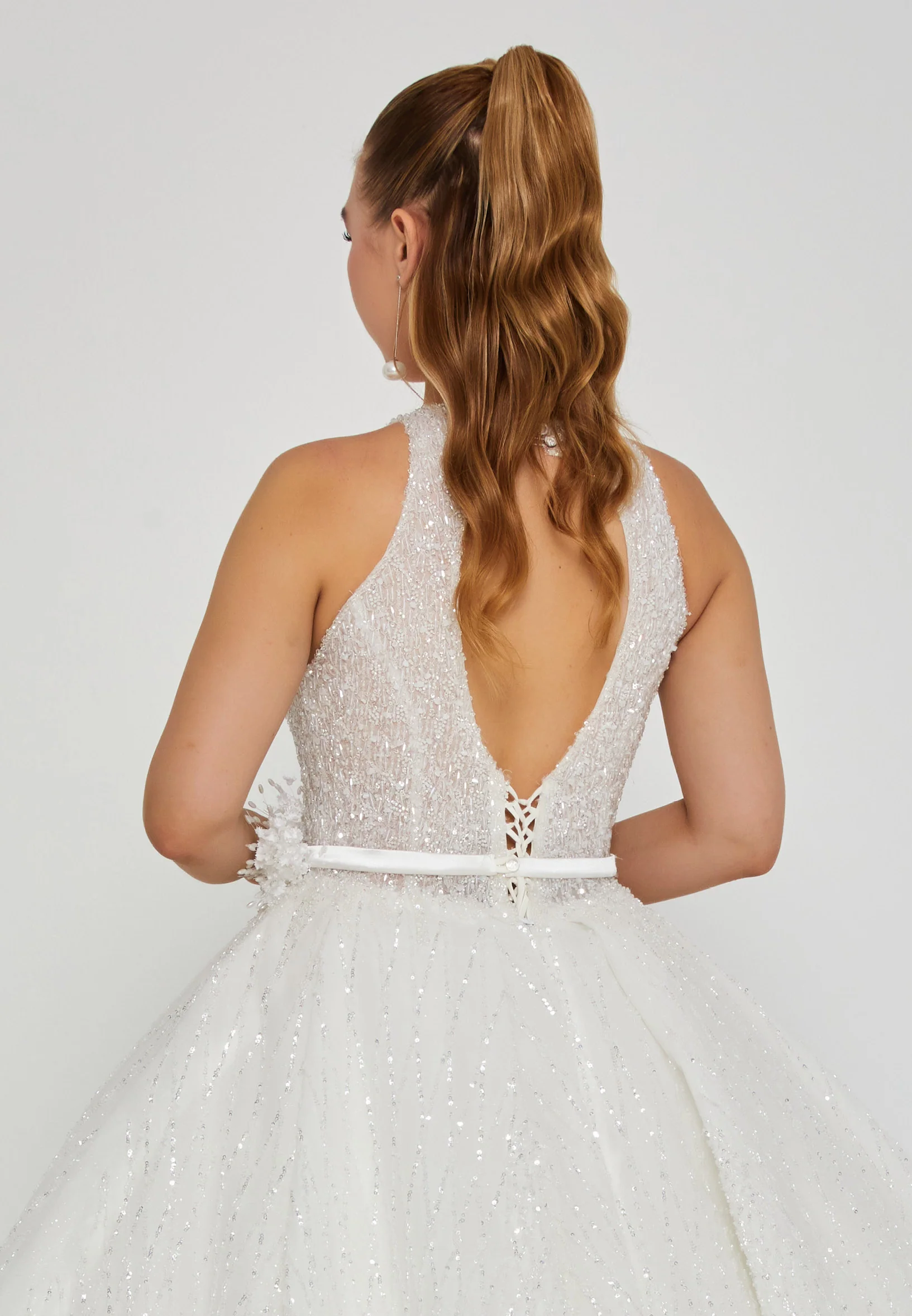 Sleeveless Maxi Tulle Regular Wedding Dress abb24029 - Image 3