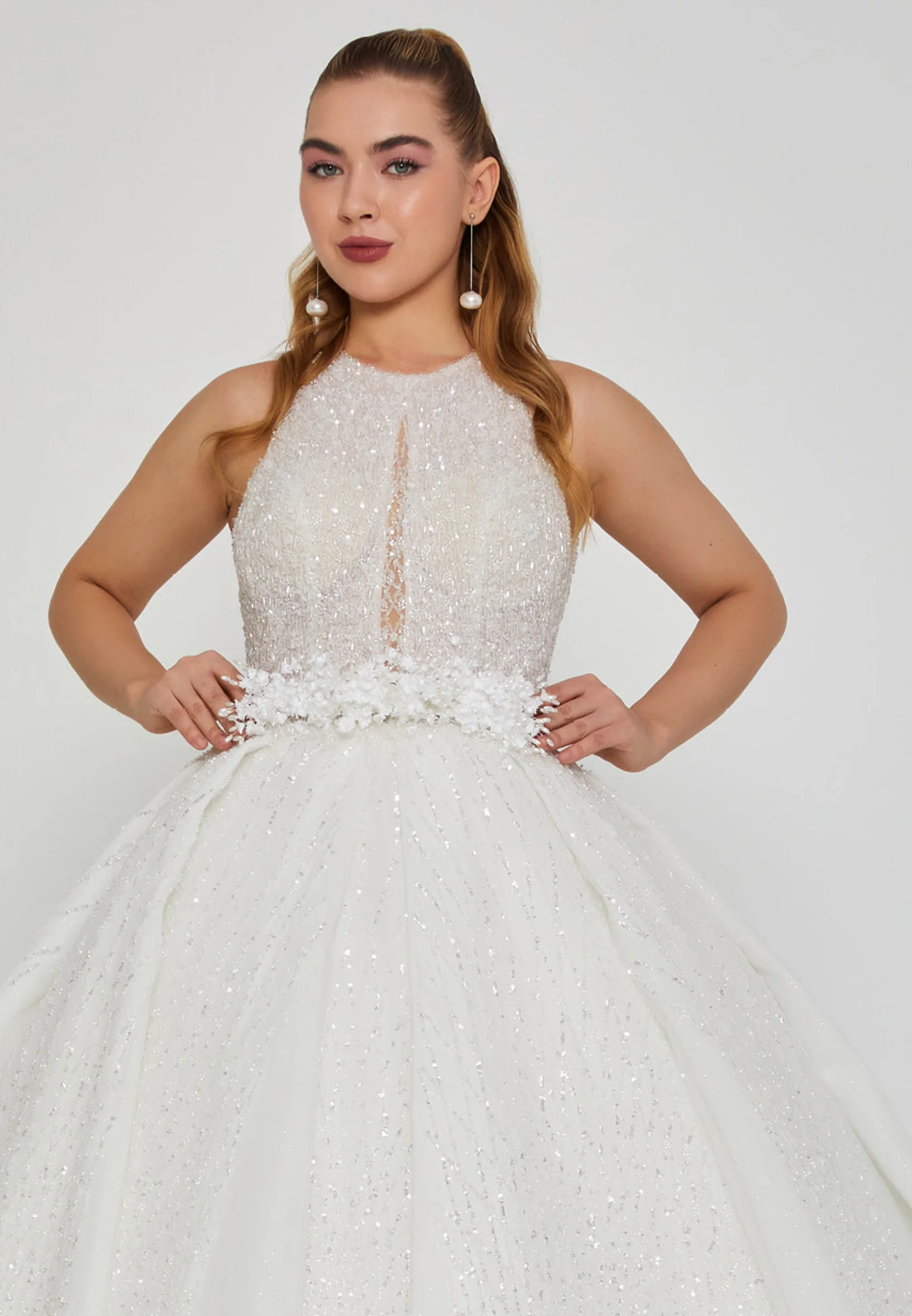 Sleeveless Maxi Tulle Regular Wedding Dress abb24029 - Image 6