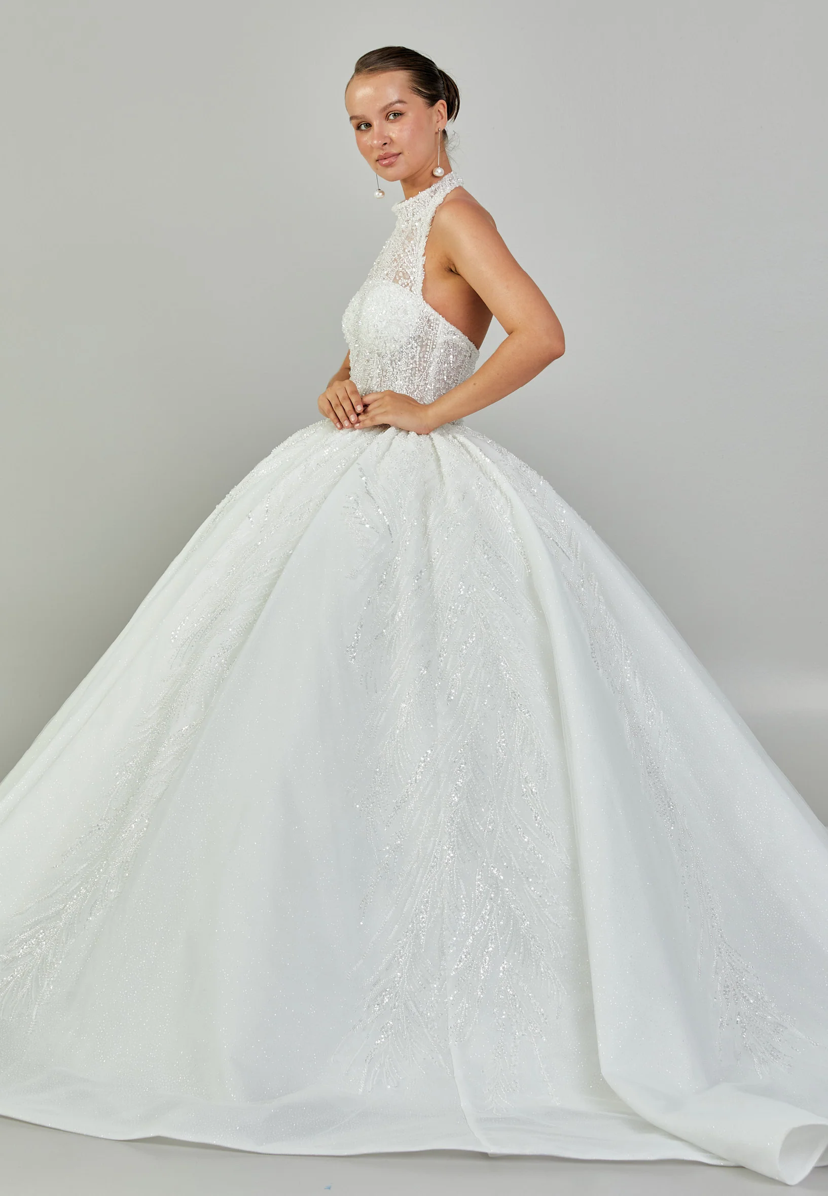 Sleeveless Maxi Tulle Regular Wedding Dress abb24034 - Image 6