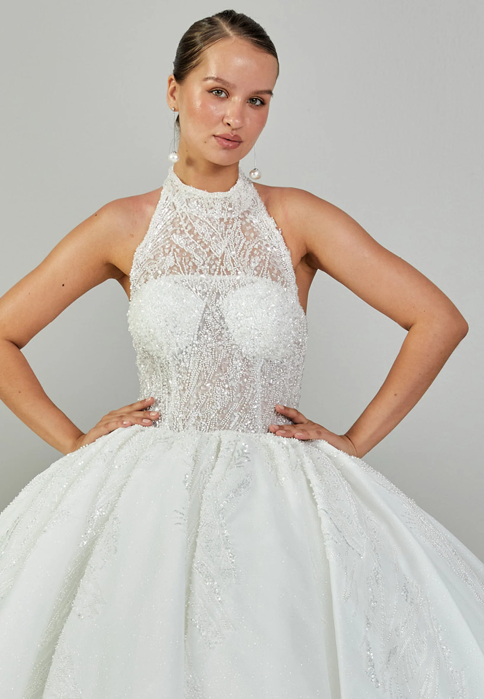 Sleeveless Maxi Tulle Regular Wedding Dress abb24034 - Image 7