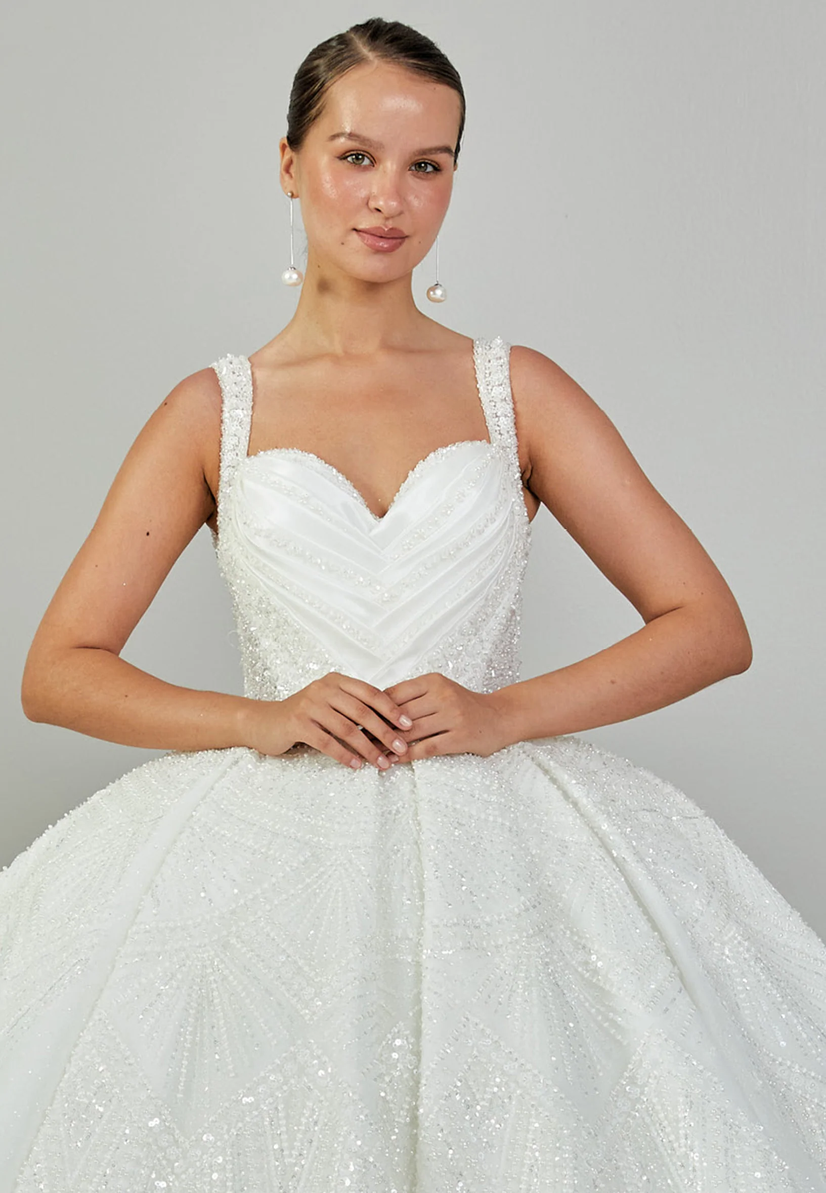 Sleeveless Maxi Tulle Regular Wedding Dress abb24038 - Image 7