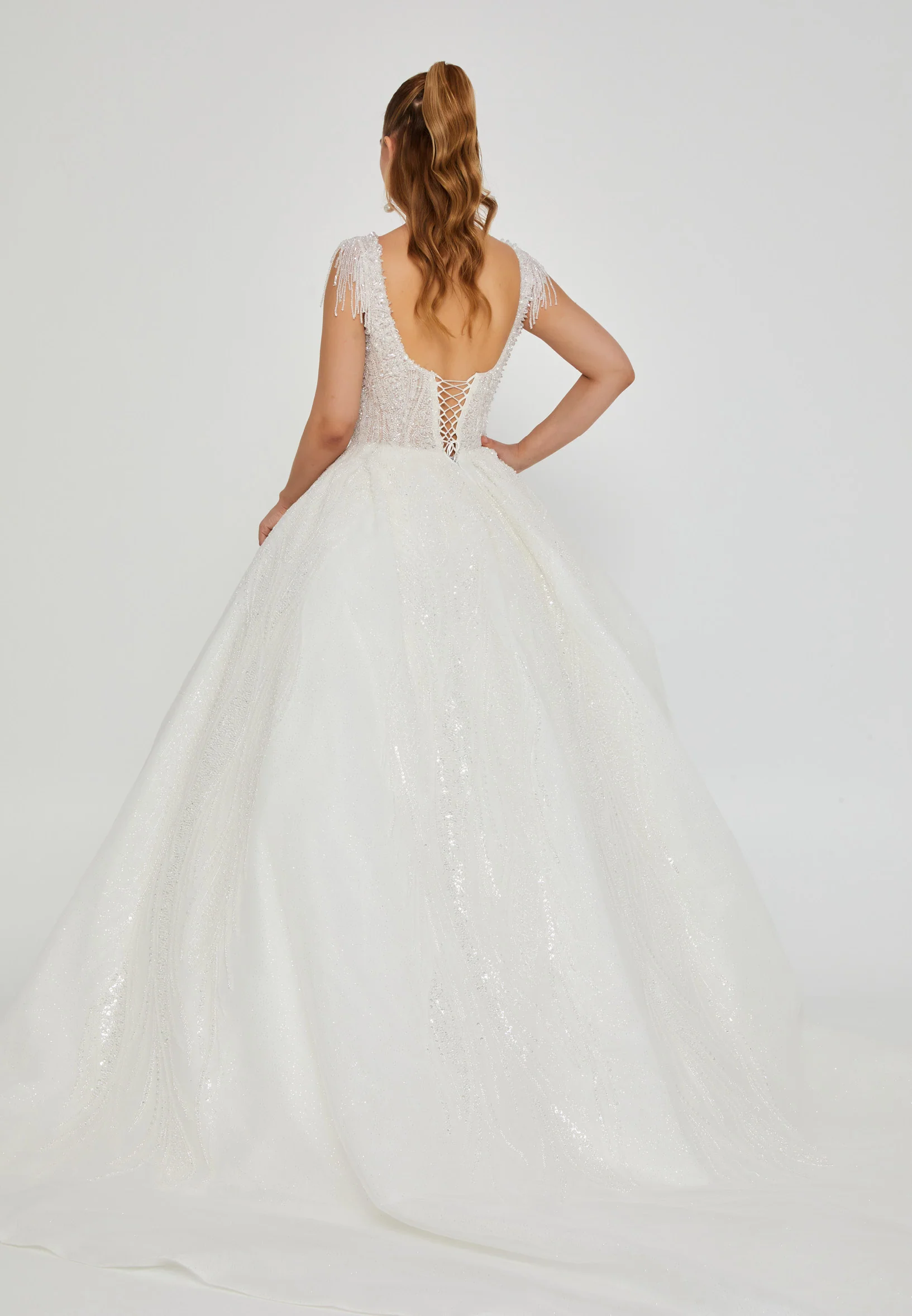 Sleeveless Maxi Tulle Regular Wedding Dress abb24049 - Image 4