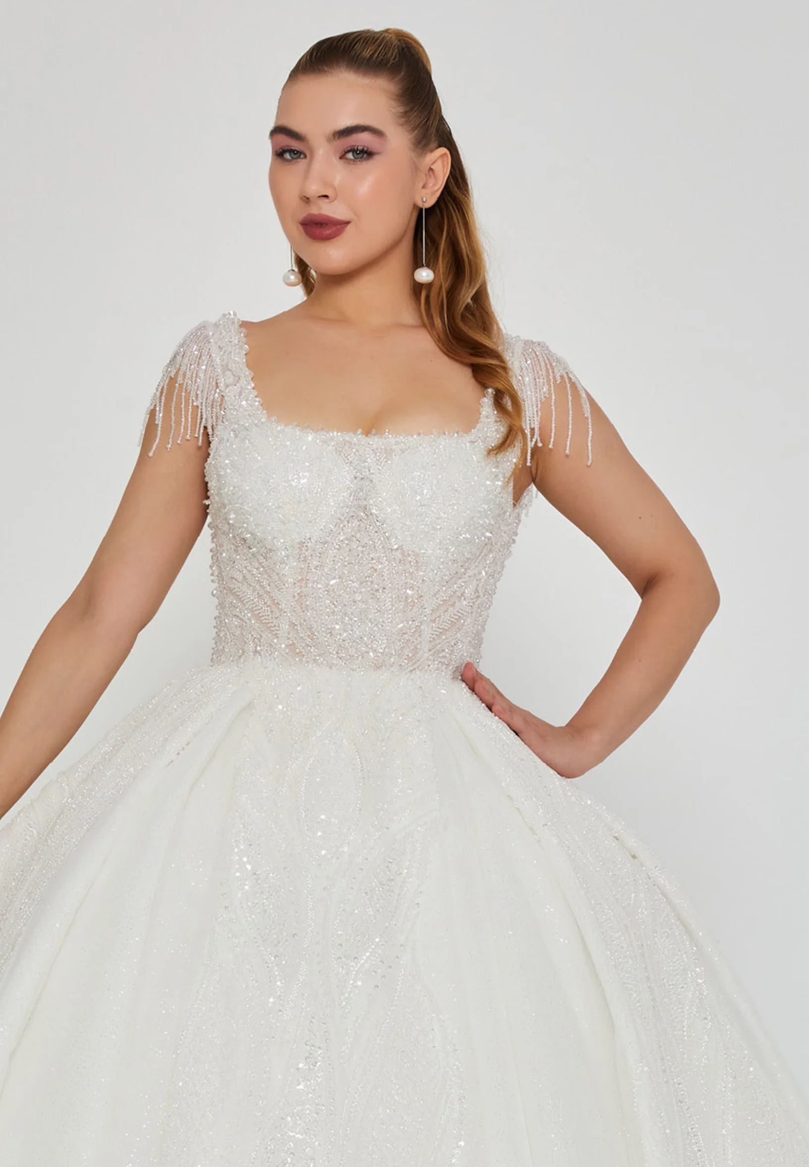 Sleeveless Maxi Tulle Regular Wedding Dress abb24049 - Image 6