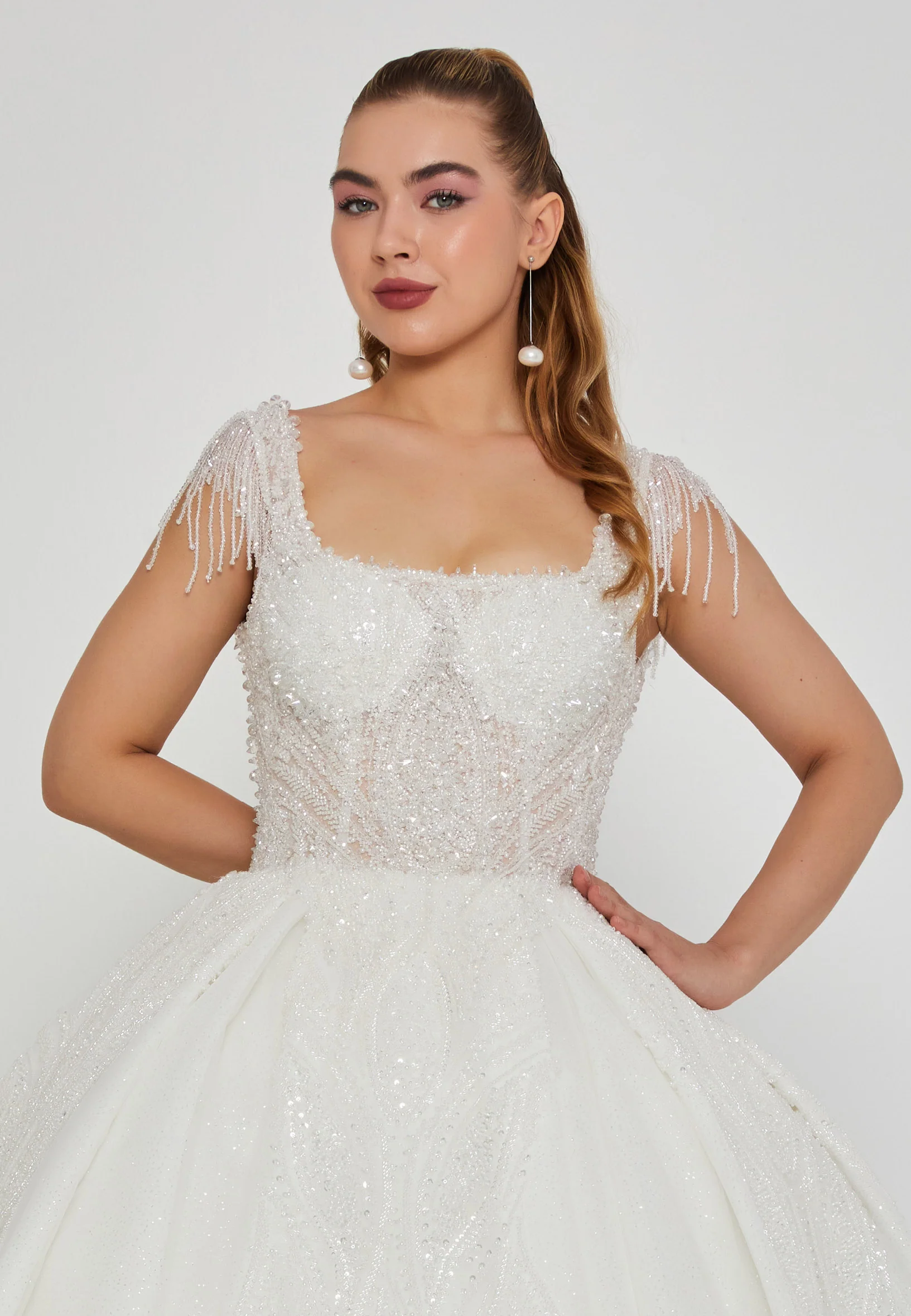 Sleeveless Maxi Tulle Regular Wedding Dress abb24049 - Image 7