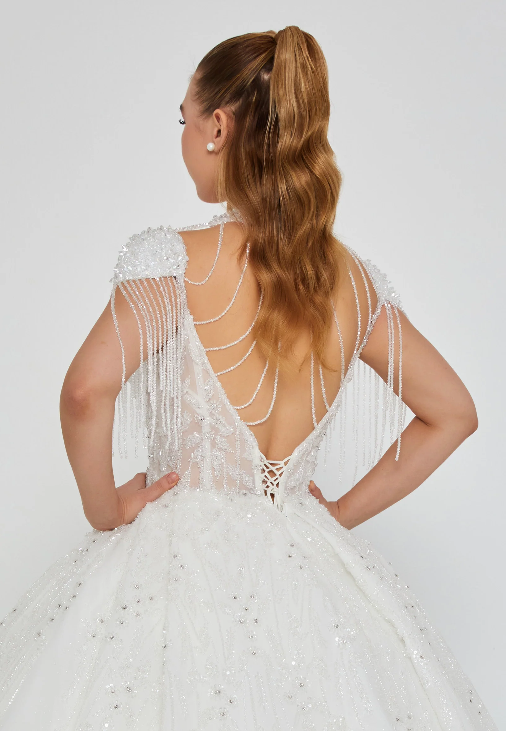 Sleeveless Maxi Tulle Regular Wedding Dress abb24051 - Image 3