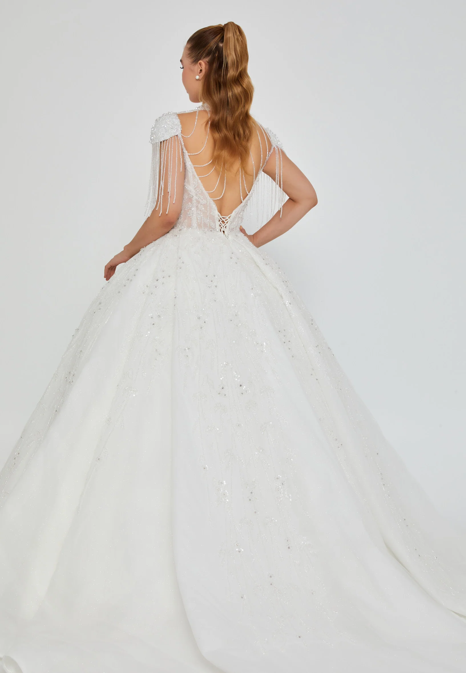 Sleeveless Maxi Tulle Regular Wedding Dress abb24051 - Image 4
