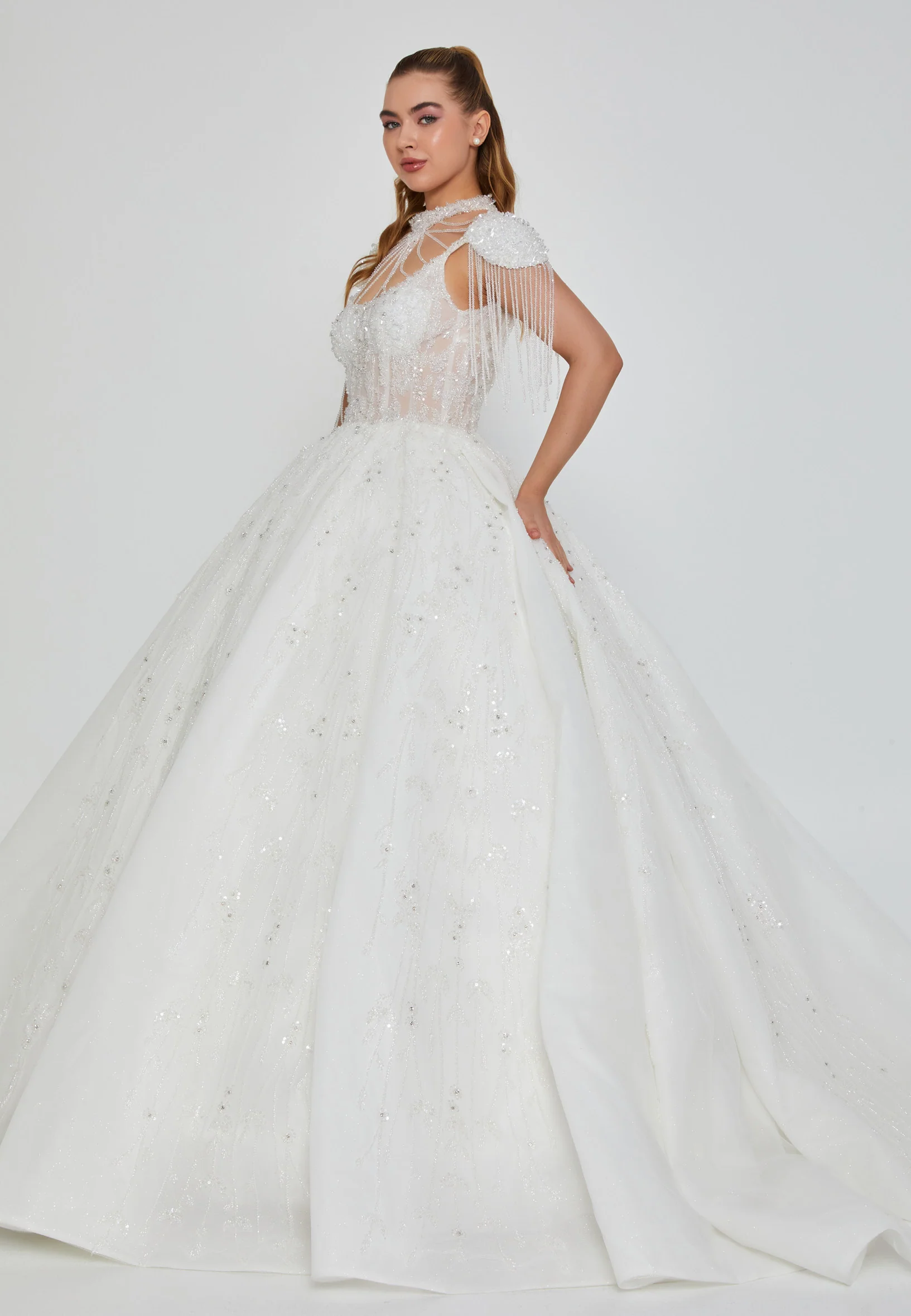 Sleeveless Maxi Tulle Regular Wedding Dress abb24051 - Image 5