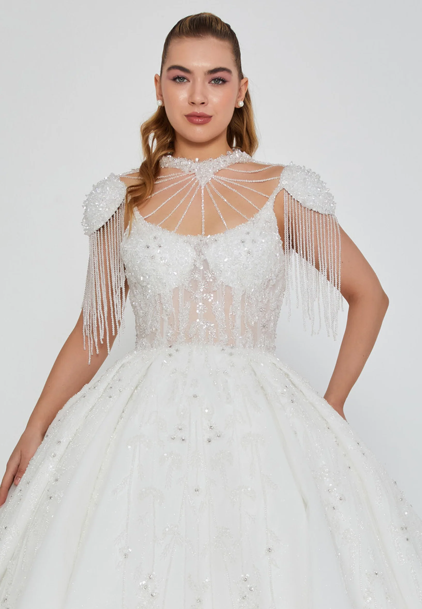 Sleeveless Maxi Tulle Regular Wedding Dress abb24051 - Image 6