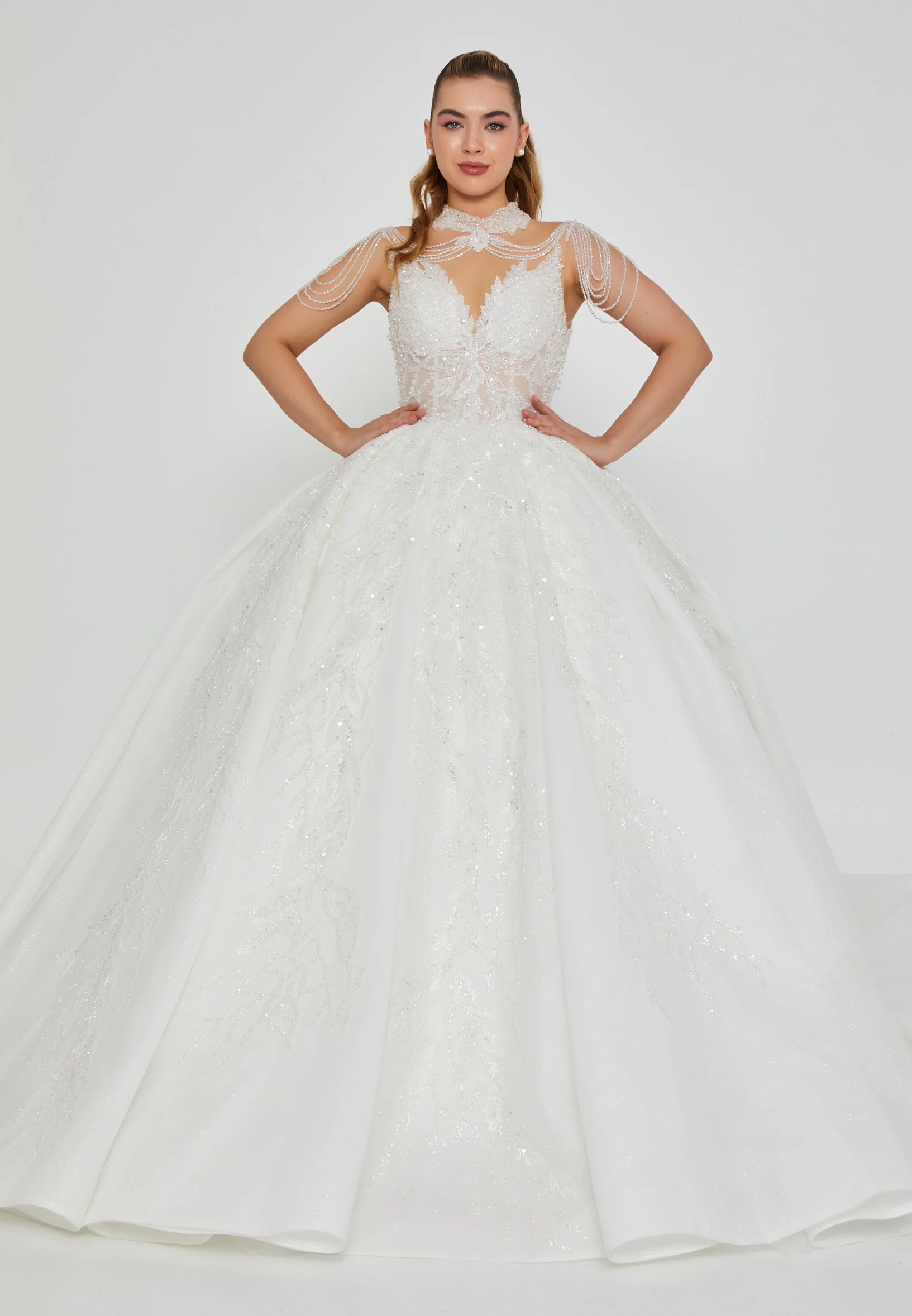 Sleeveless Maxi Tulle Regular Wedding Dress abb24052