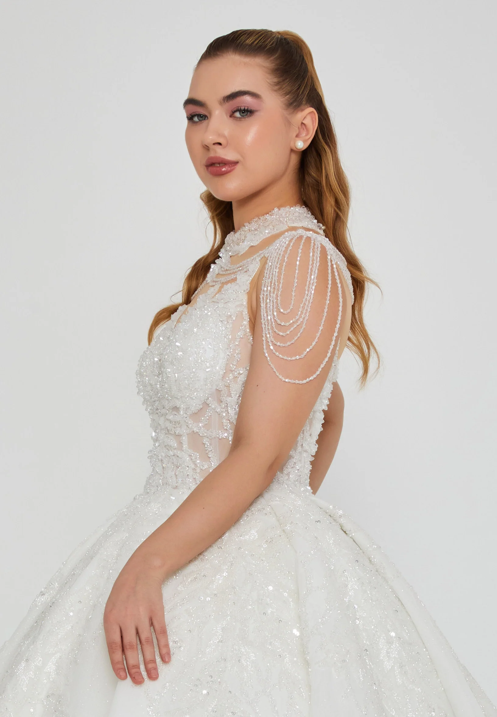 Sleeveless Maxi Tulle Regular Wedding Dress abb24052 - Image 2