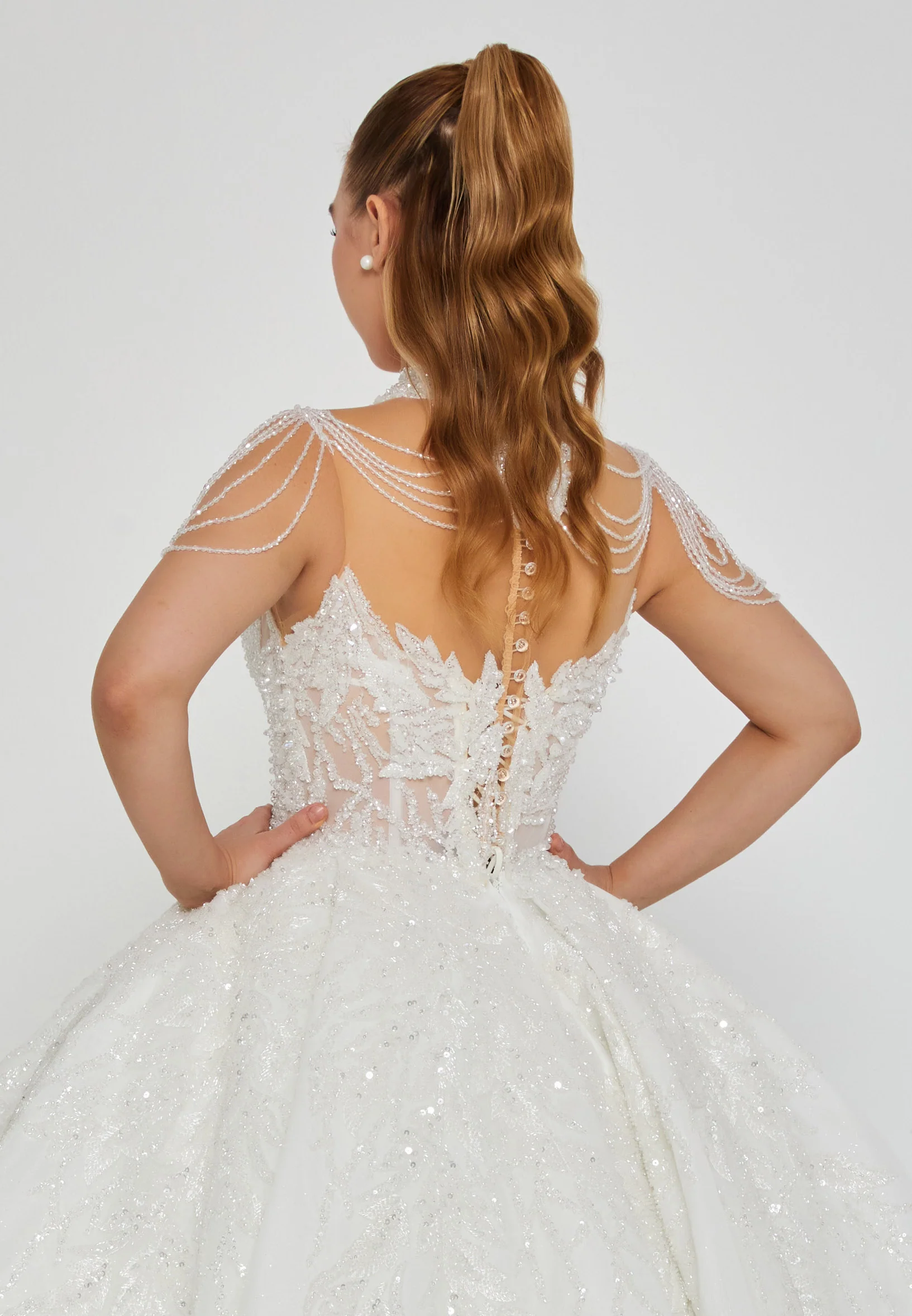 Sleeveless Maxi Tulle Regular Wedding Dress abb24052 - Image 3