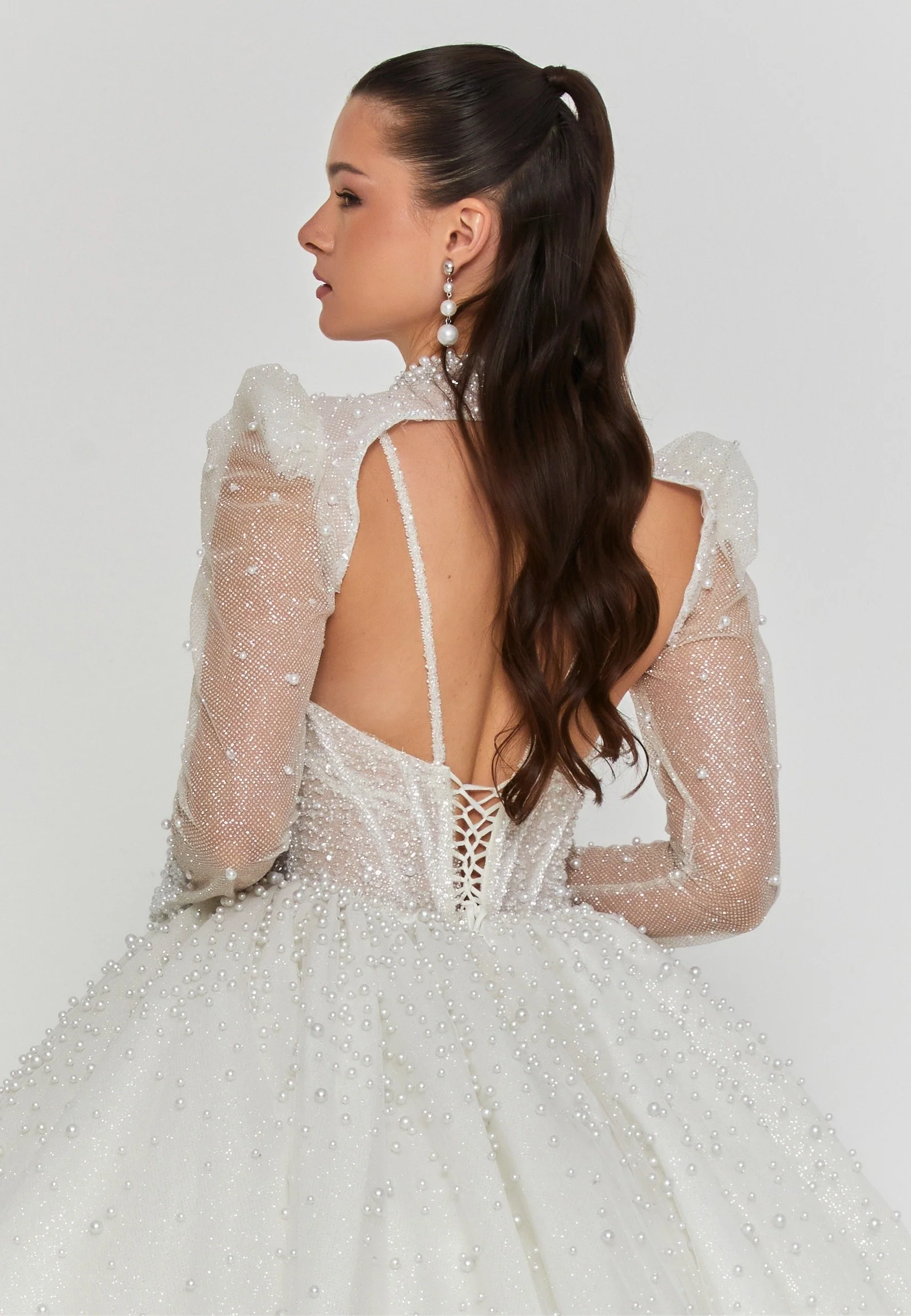 Sleeveless Maxi Tulle Regular Wedding Dress abb25014 - Image 3