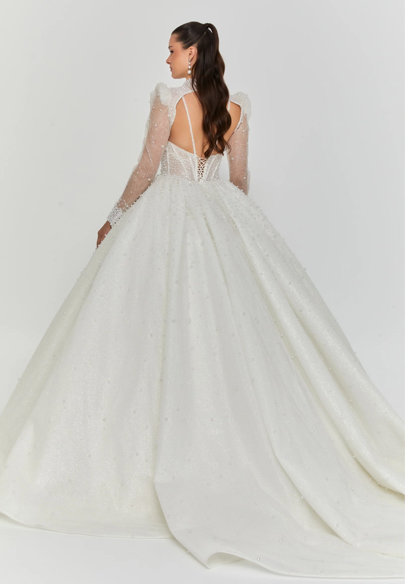 Sleeveless Maxi Tulle Regular Wedding Dress abb25014 - Image 4