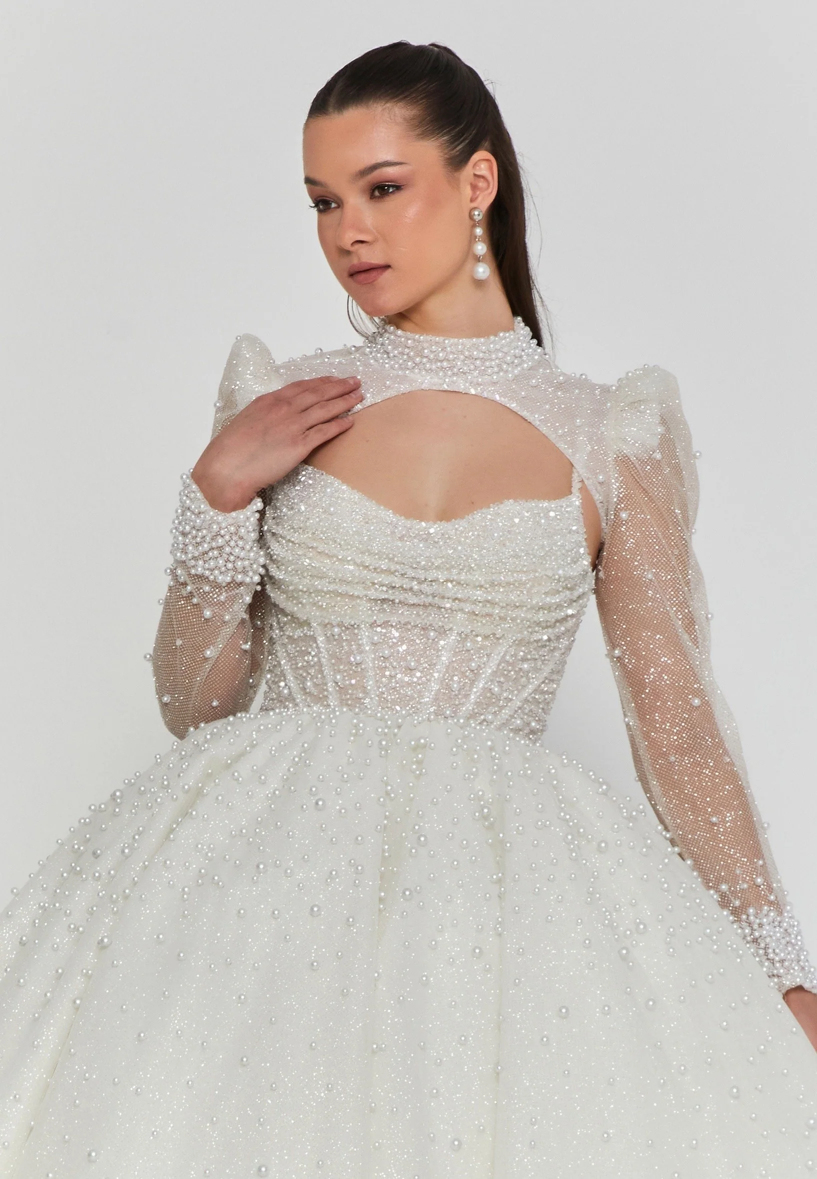 Sleeveless Maxi Tulle Regular Wedding Dress abb25014 - Image 7