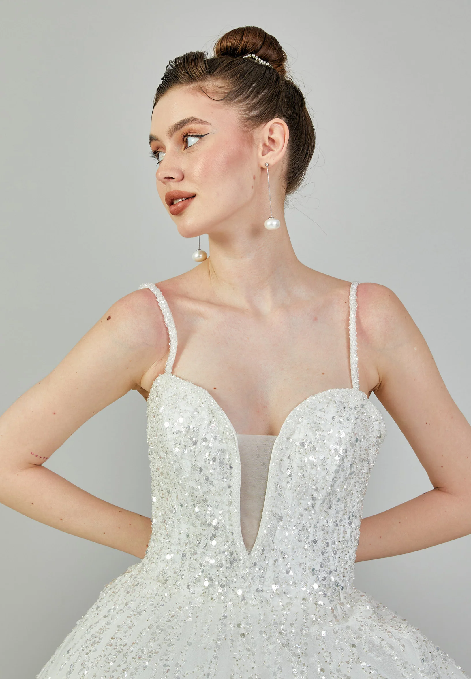 Sleeveless Maxi Tulle Regular Wedding Dress blv350001 - Image 3