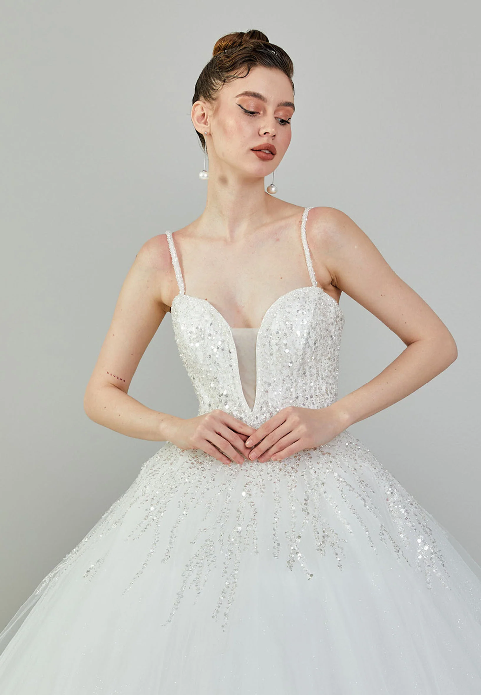 Sleeveless Maxi Tulle Regular Wedding Dress blv350001 - Image 7