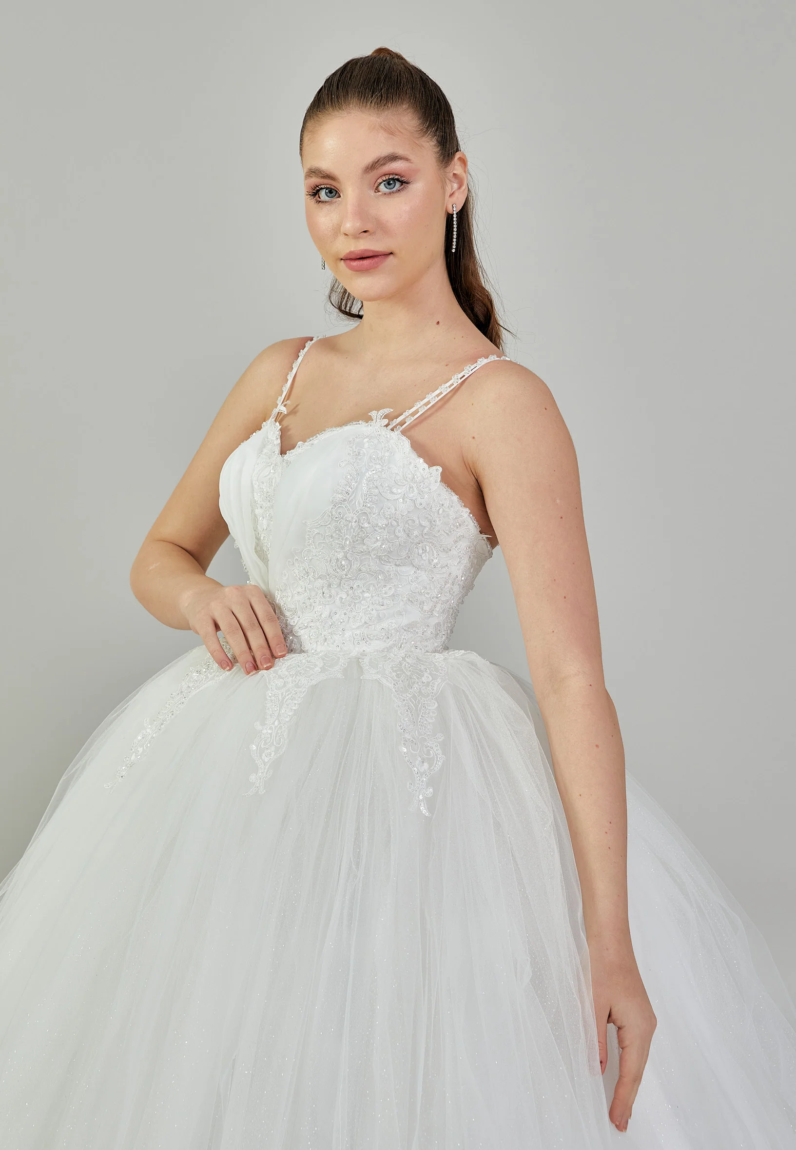 Sleeveless Maxi Tulle Regular Wedding Dress blv3500010 - Image 2
