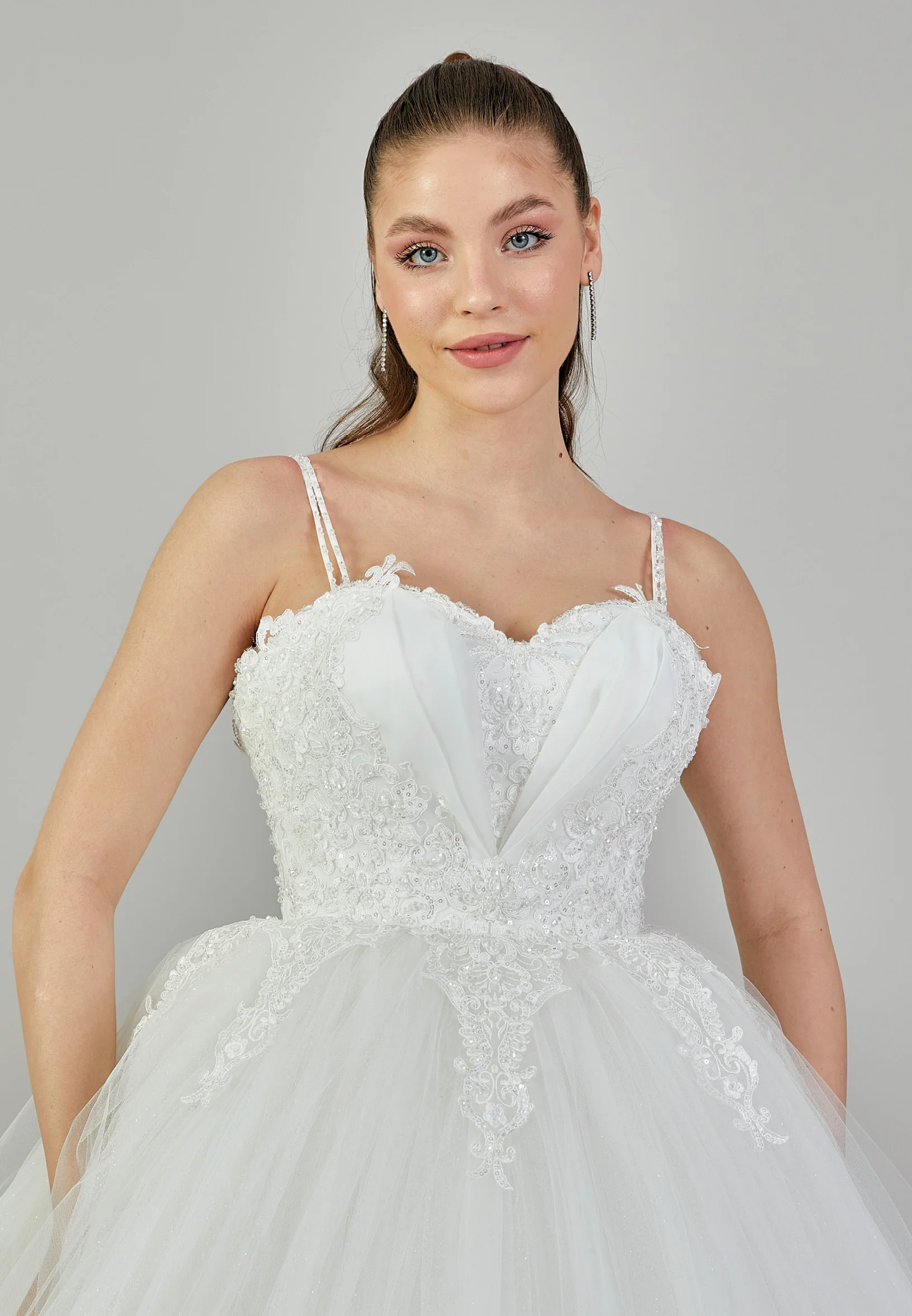Sleeveless Maxi Tulle Regular Wedding Dress blv3500010 - Image 3