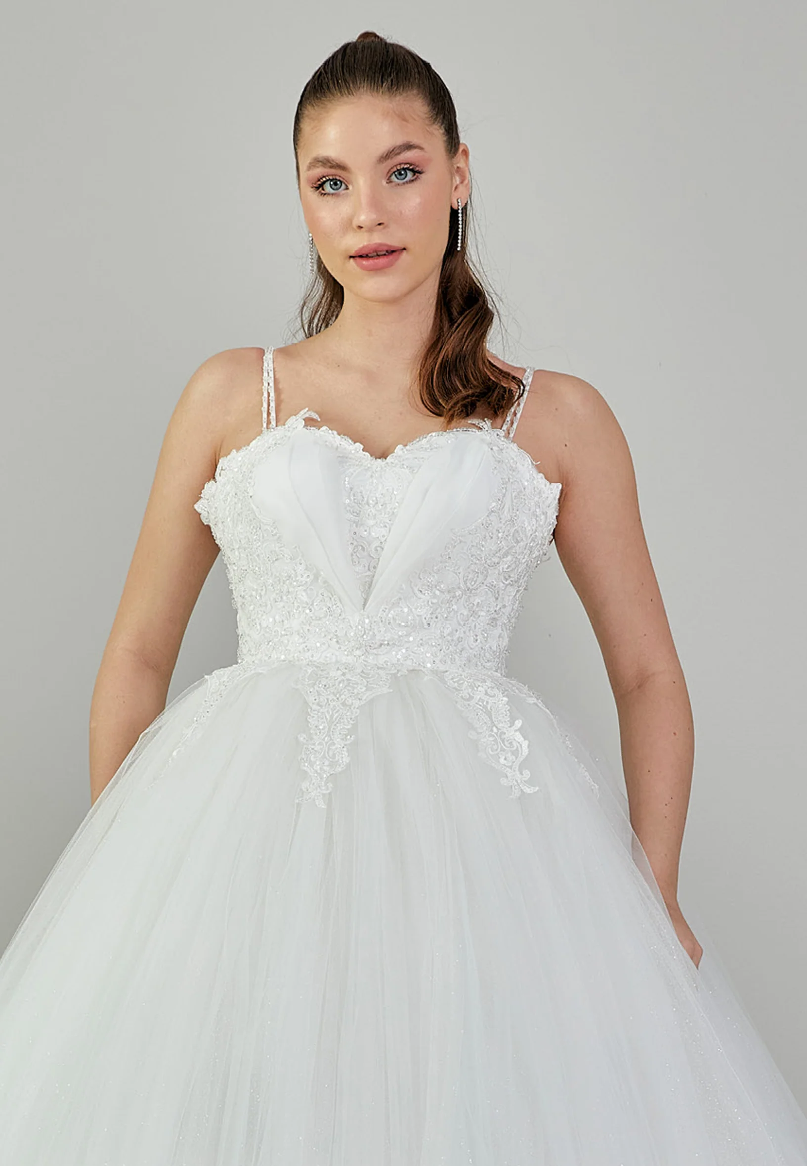 Sleeveless Maxi Tulle Regular Wedding Dress blv3500010 - Image 7