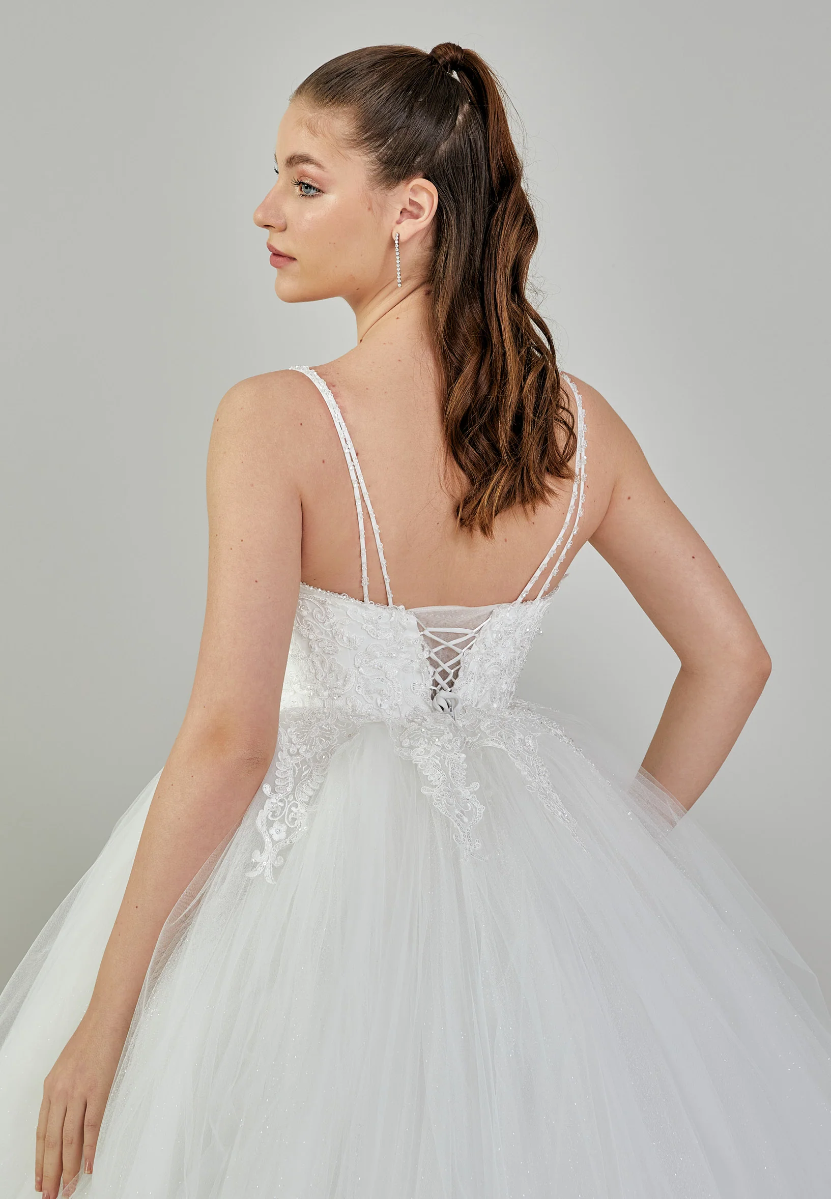 Sleeveless Maxi Tulle Regular Wedding Dress blv3500010 - Image 8
