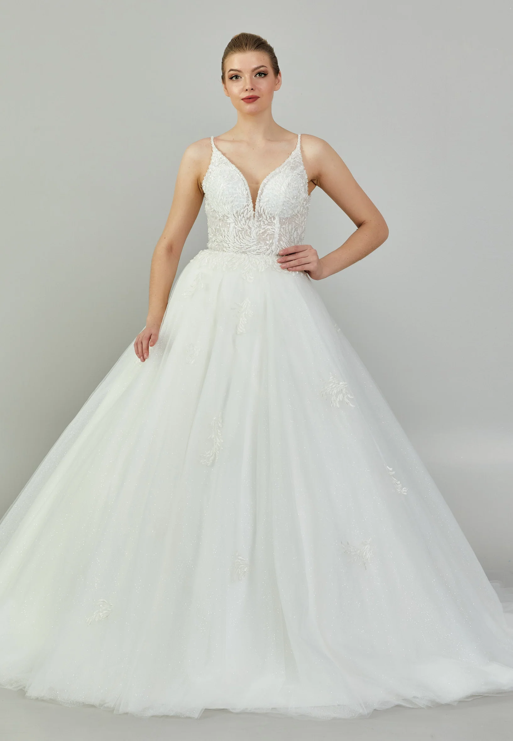 Sleeveless Maxi Tulle Regular Wedding Dress blv350059