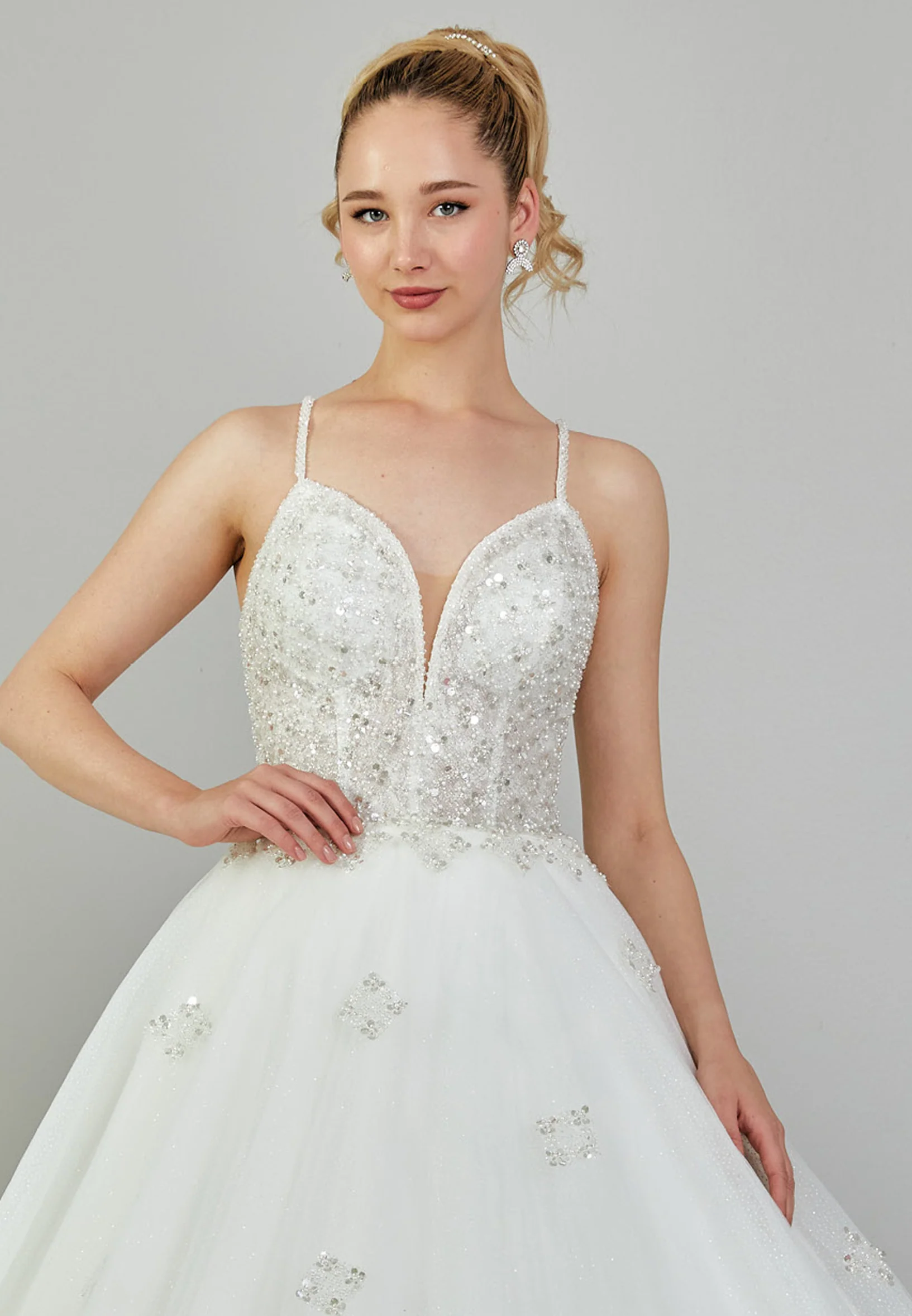 Sleeveless Maxi Tulle Regular Wedding Dress blv350069 - Image 7