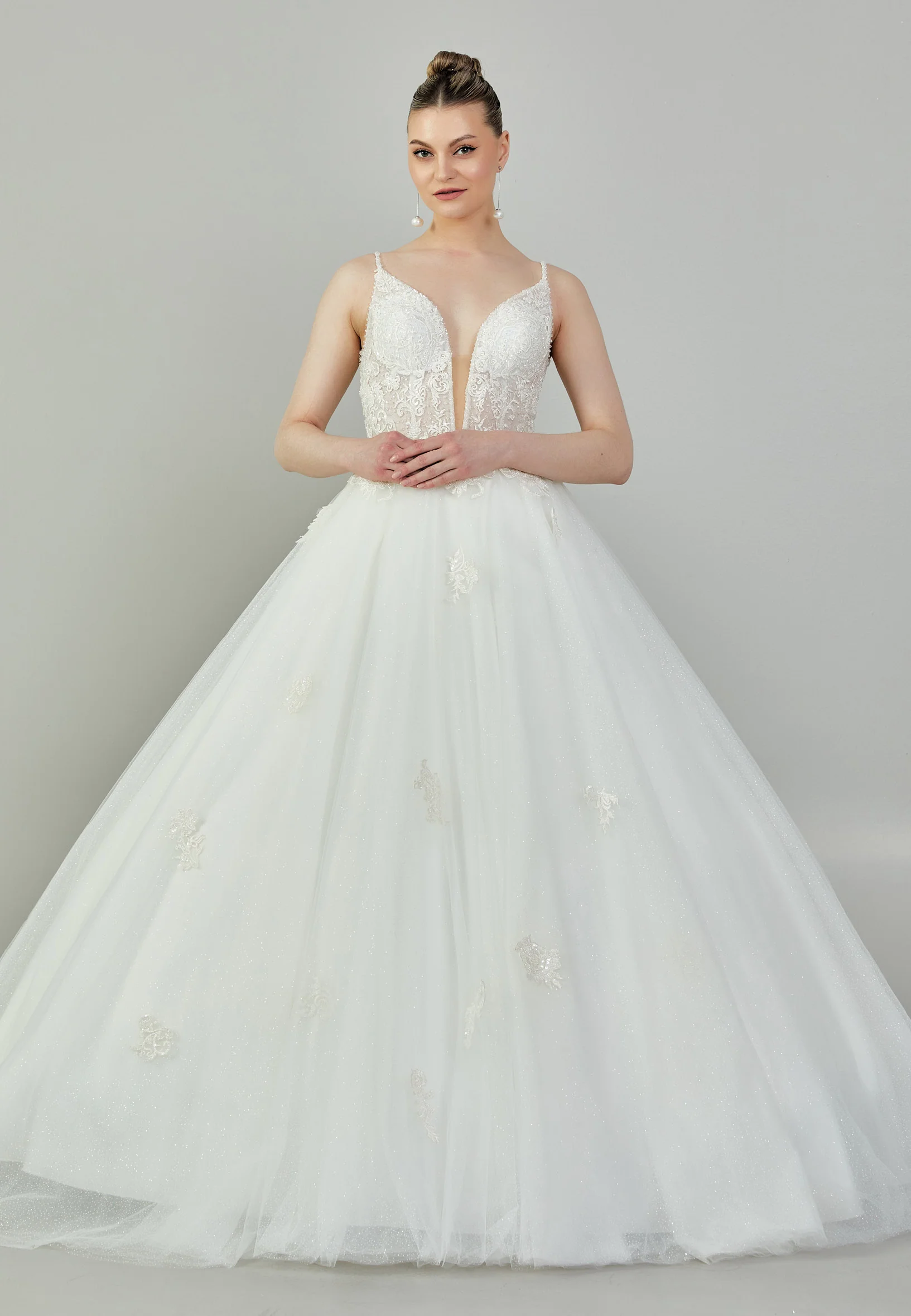 Sleeveless Maxi Tulle Regular Wedding Dress blv350086