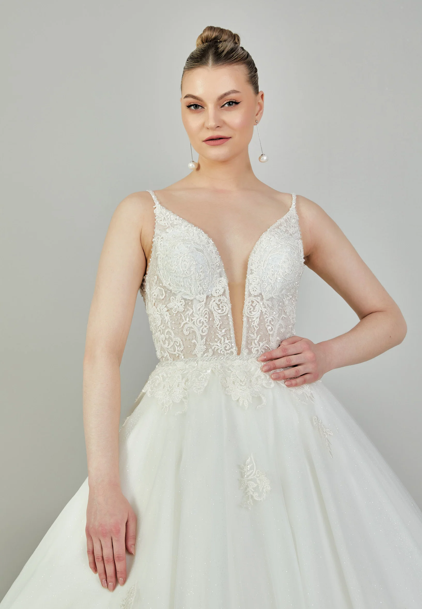 Sleeveless Maxi Tulle Regular Wedding Dress blv350086 - Image 3