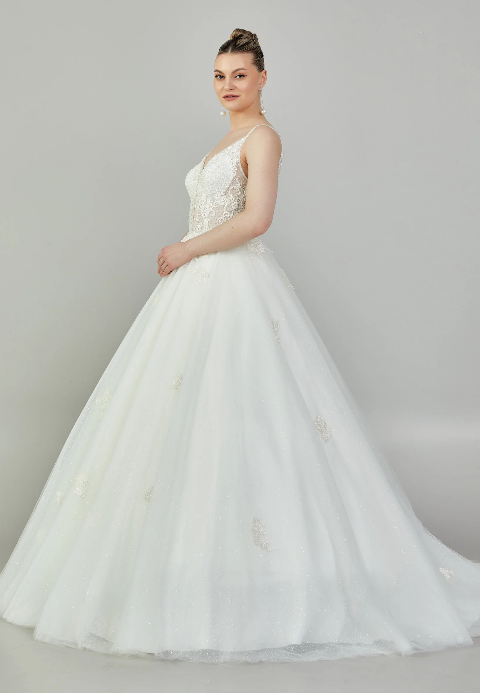 Sleeveless Maxi Tulle Regular Wedding Dress blv350086 - Image 6