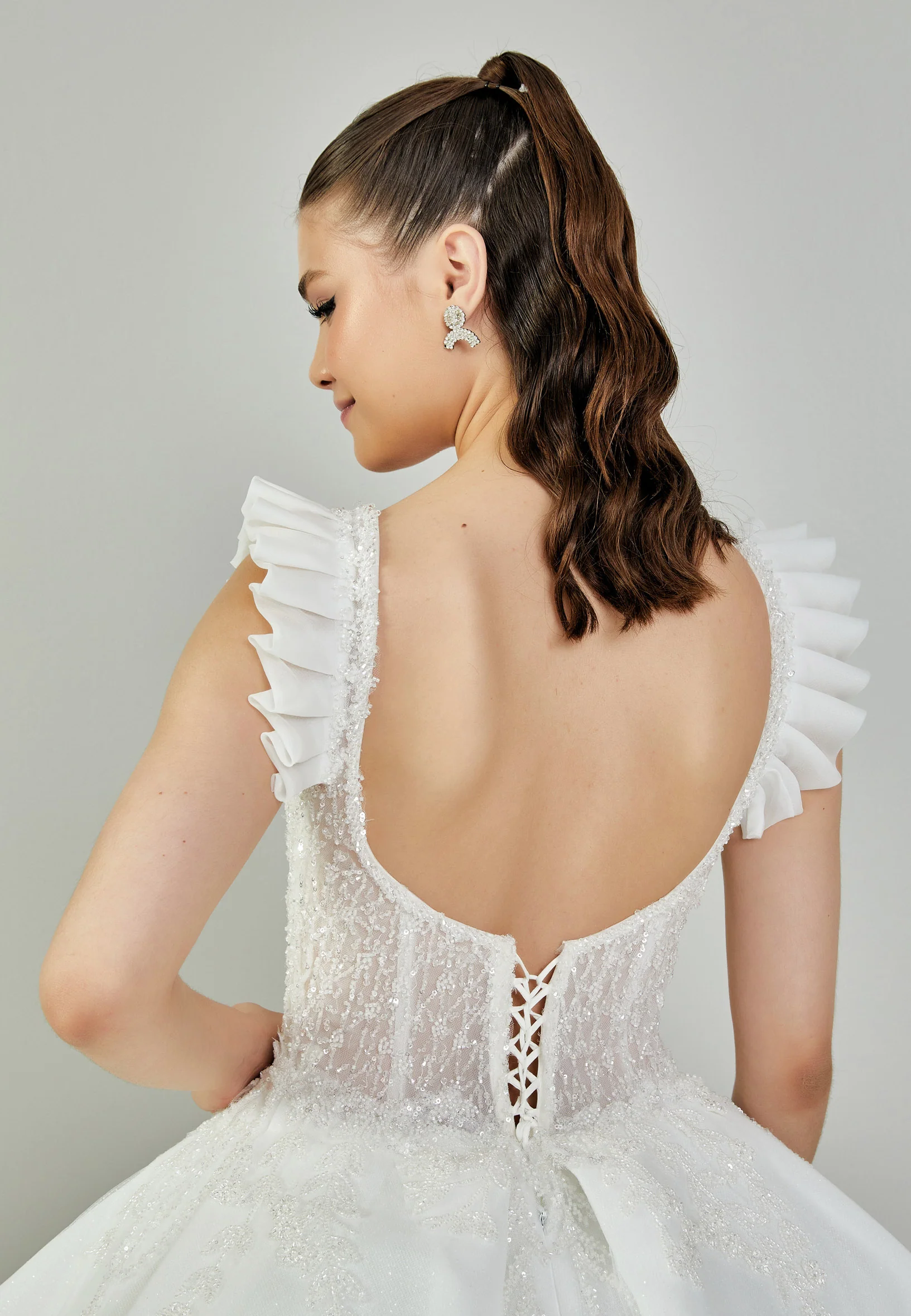 Sleeveless Maxi Tulle Regular Wedding Dress blv350135 - Image 8