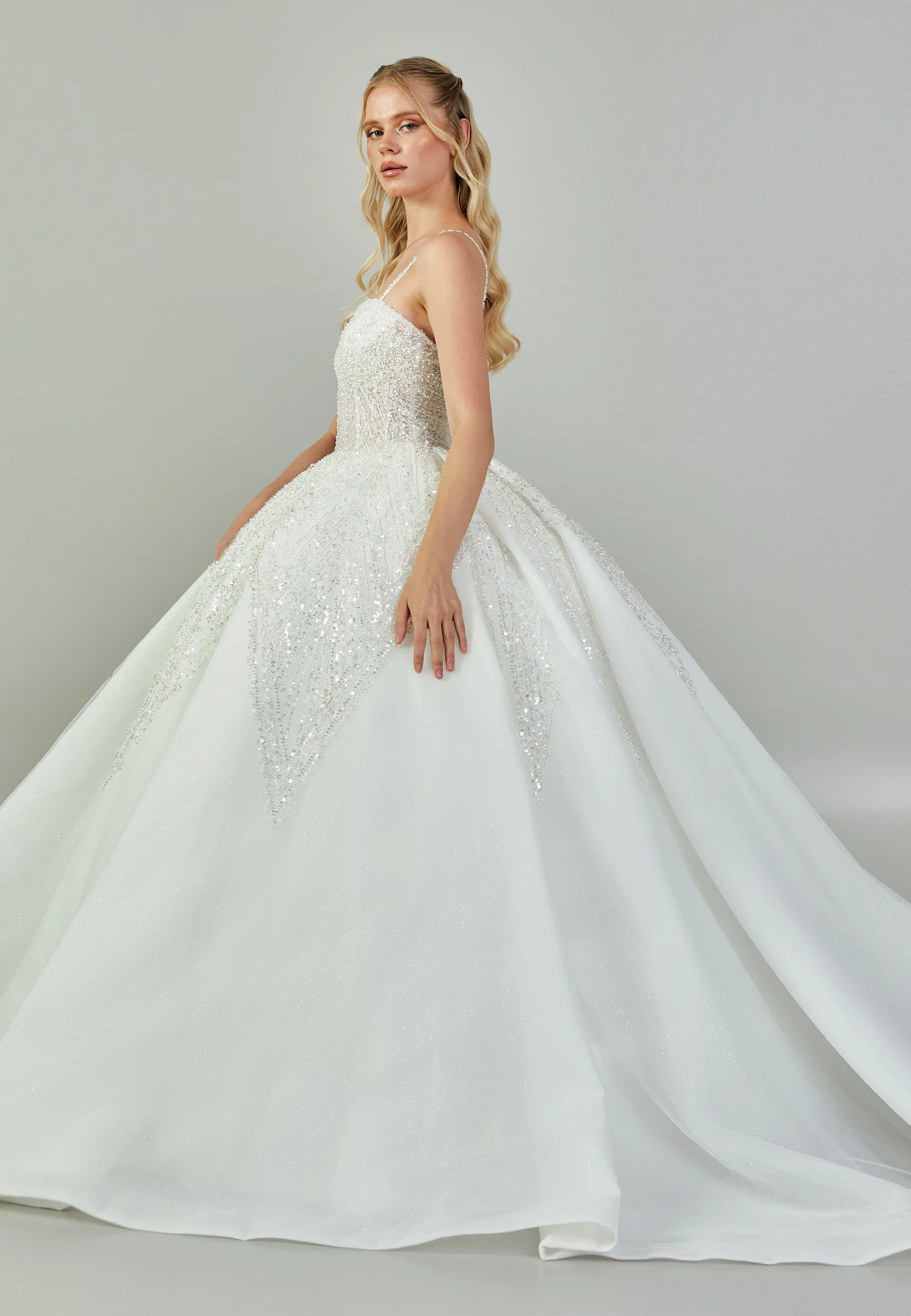Sleeveless Maxi Tulle Regular Wedding Dress blv350162 - Image 6