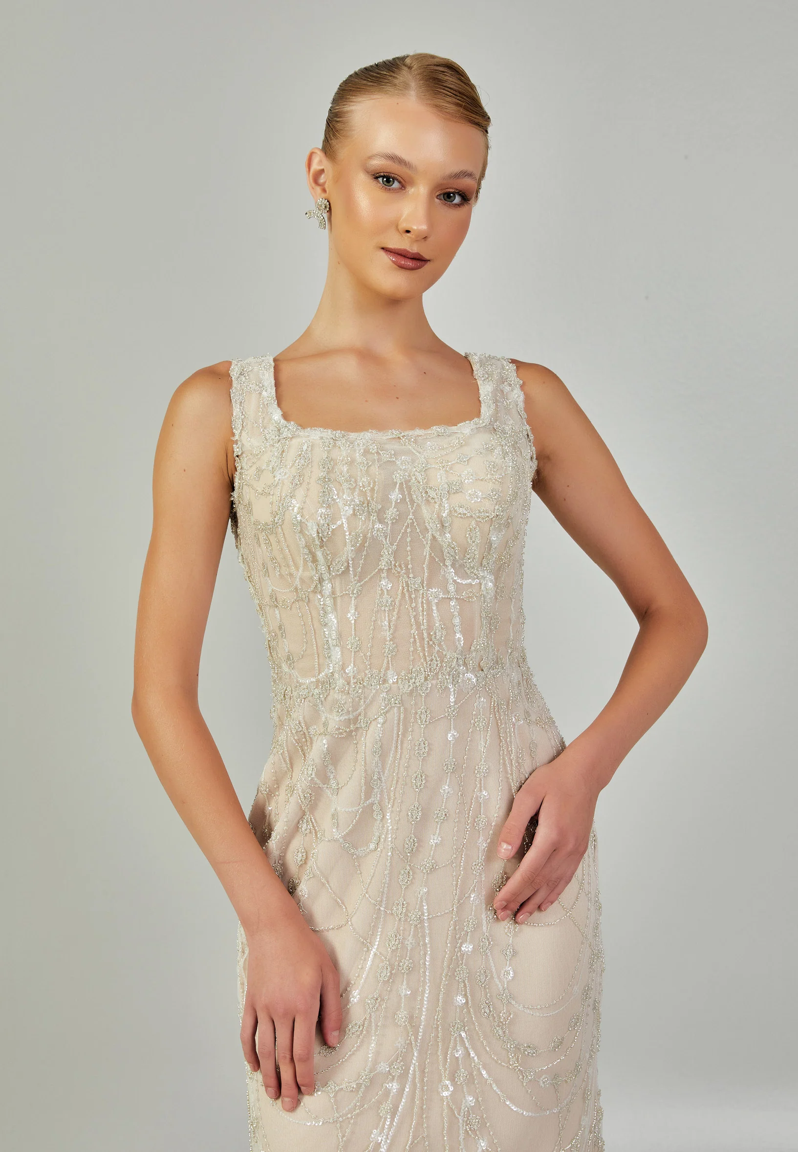 Sleeveless Maxi Tulle Regular Wedding Dress blv350169 - Image 3