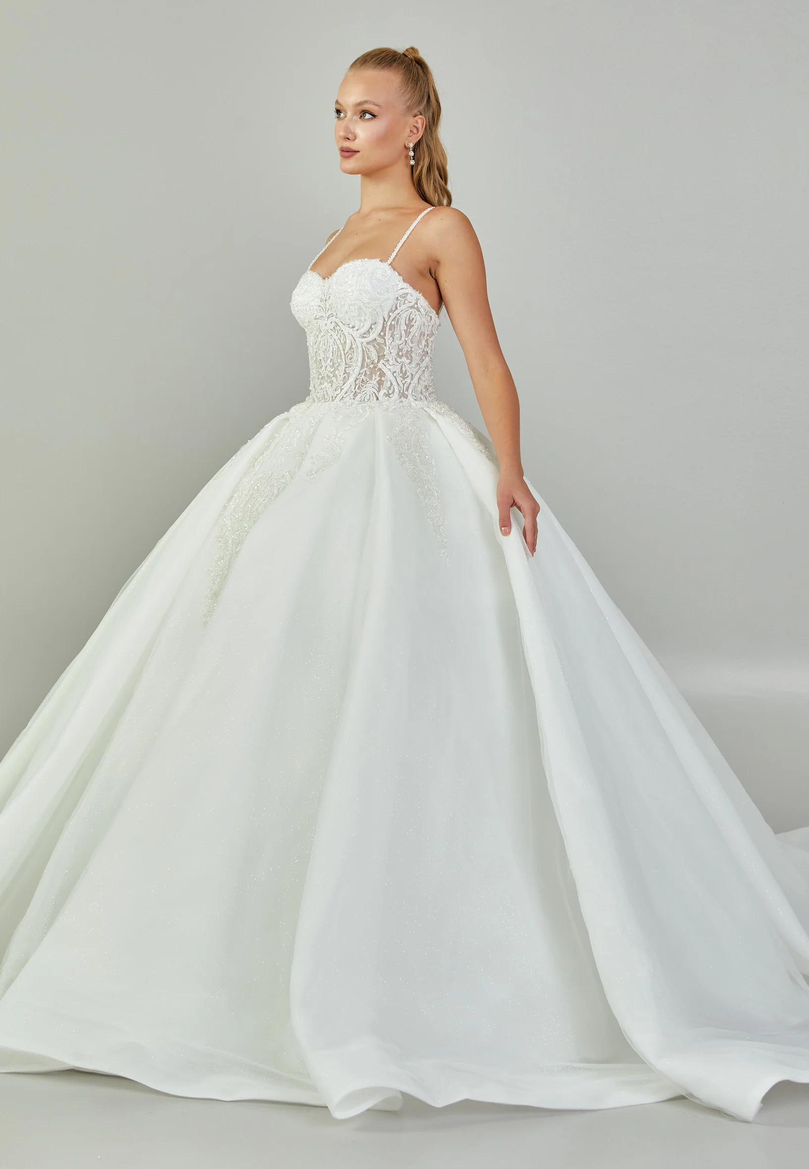 Sleeveless Maxi Tulle Regular Wedding Dress blv350200 - Image 6