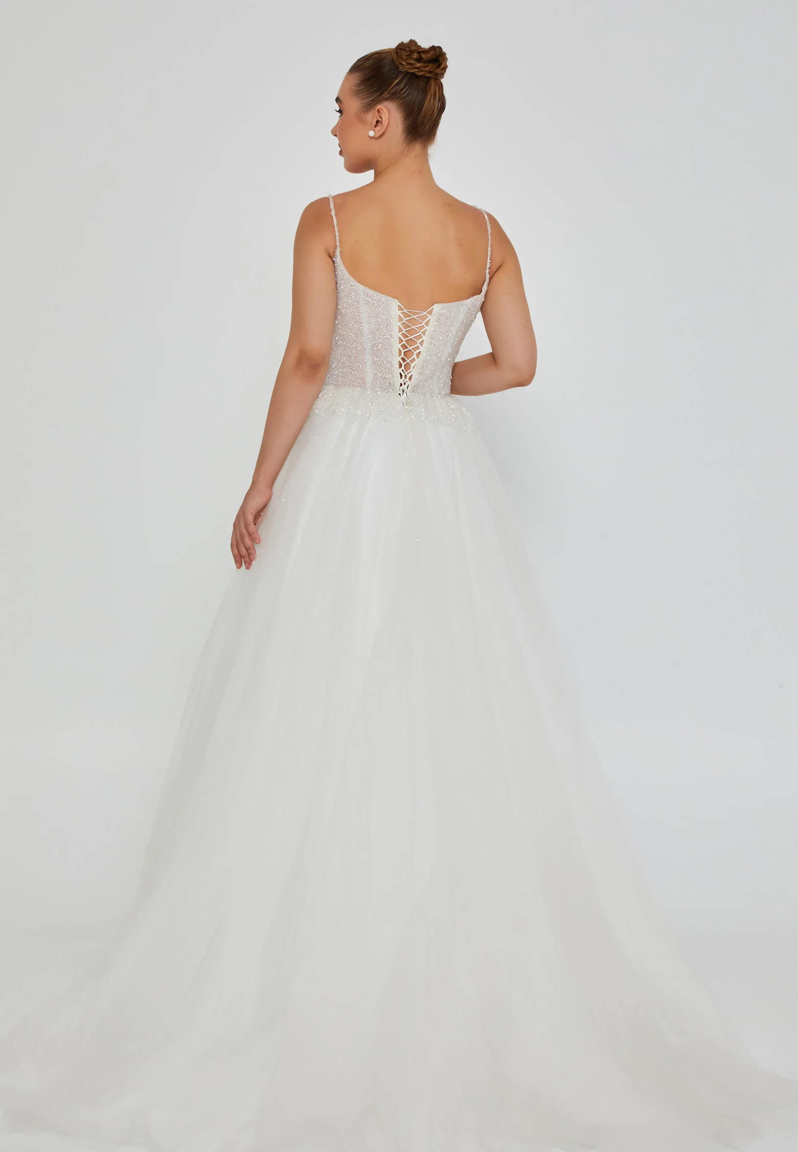 Sleeveless Maxi Tulle Regular Wedding Dress blv350205 - Image 4