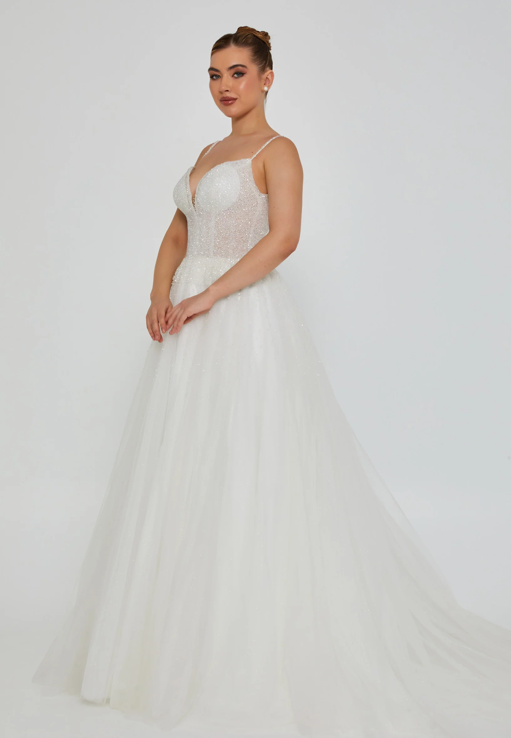 Sleeveless Maxi Tulle Regular Wedding Dress blv350205 - Image 5