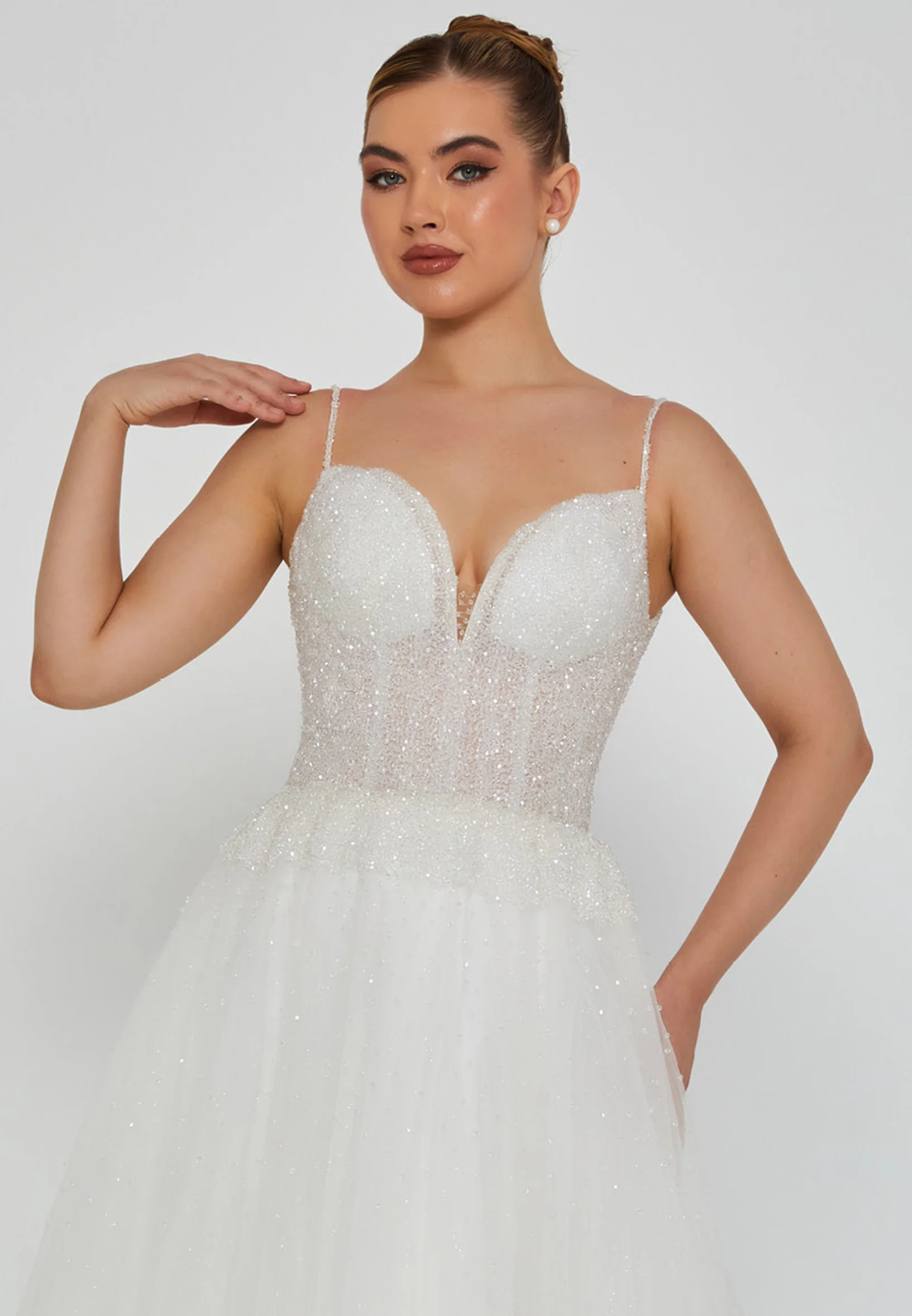 Sleeveless Maxi Tulle Regular Wedding Dress blv350205 - Image 6
