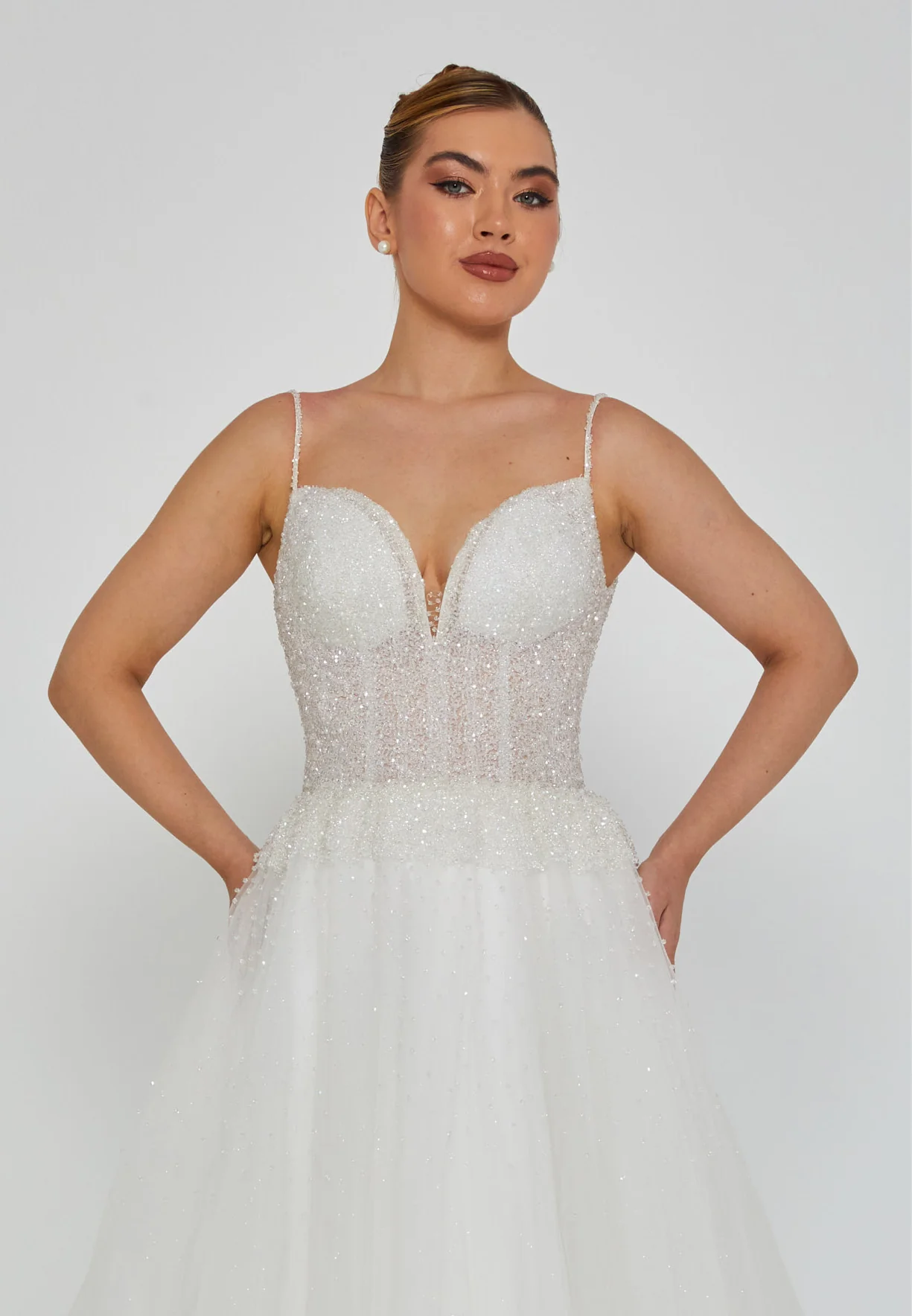 Sleeveless Maxi Tulle Regular Wedding Dress blv350205 - Image 7