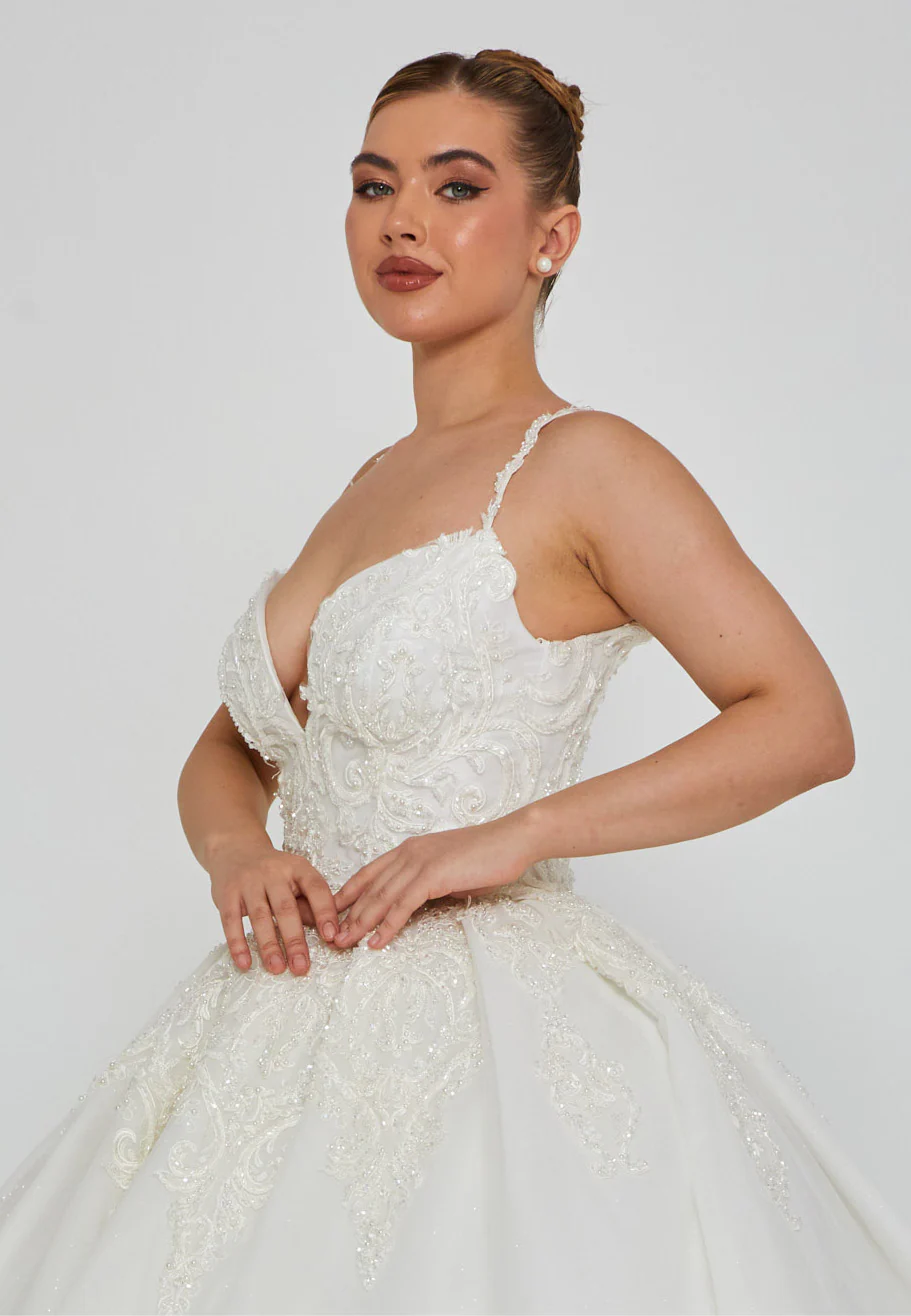 Sleeveless Maxi Tulle Regular Wedding Dress blv360002 - Image 2