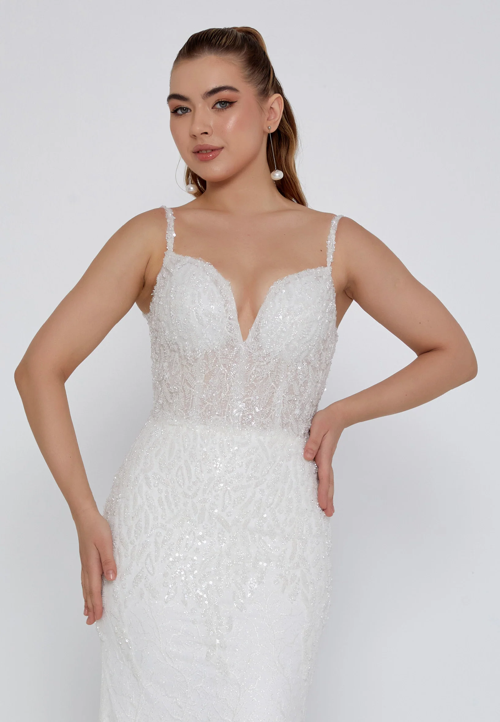 Sleeveless Maxi Tulle Regular Wedding Dress blv360007 - Image 7