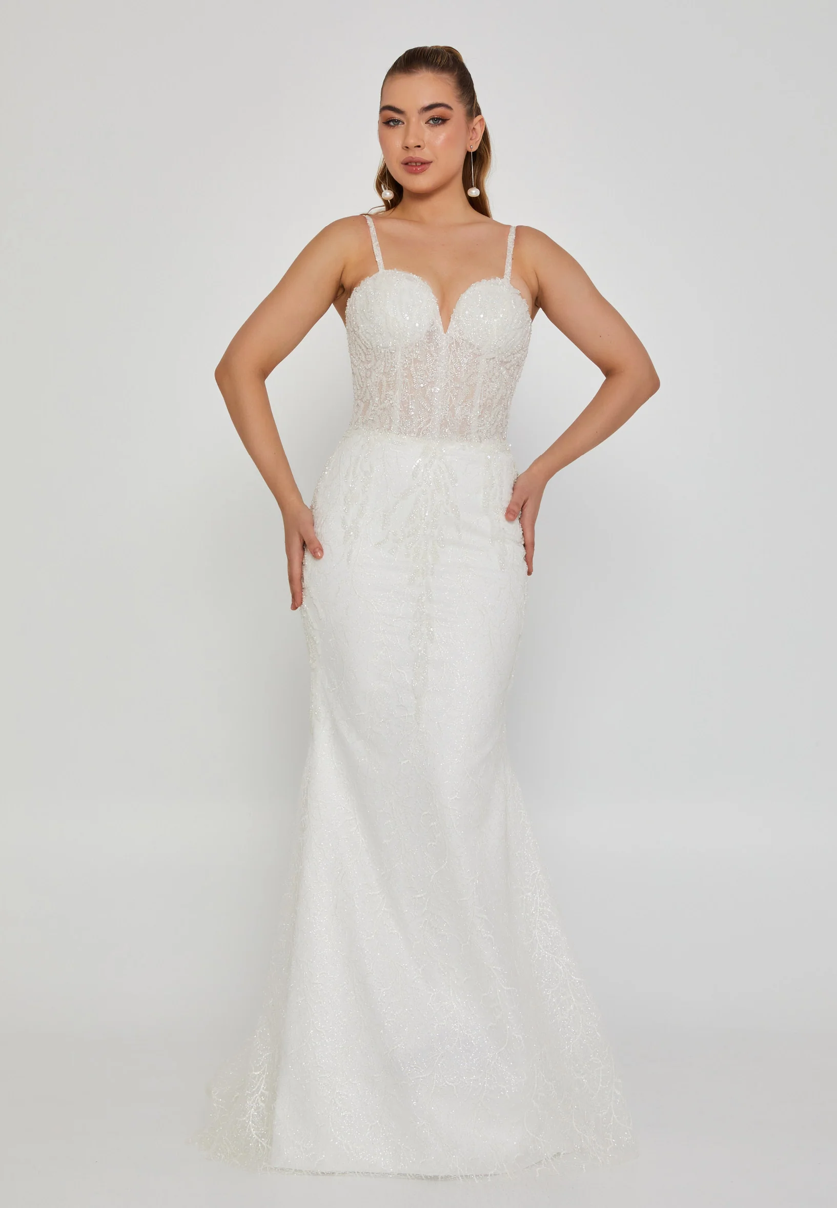 Sleeveless Maxi Tulle Regular Wedding Dress blv360008