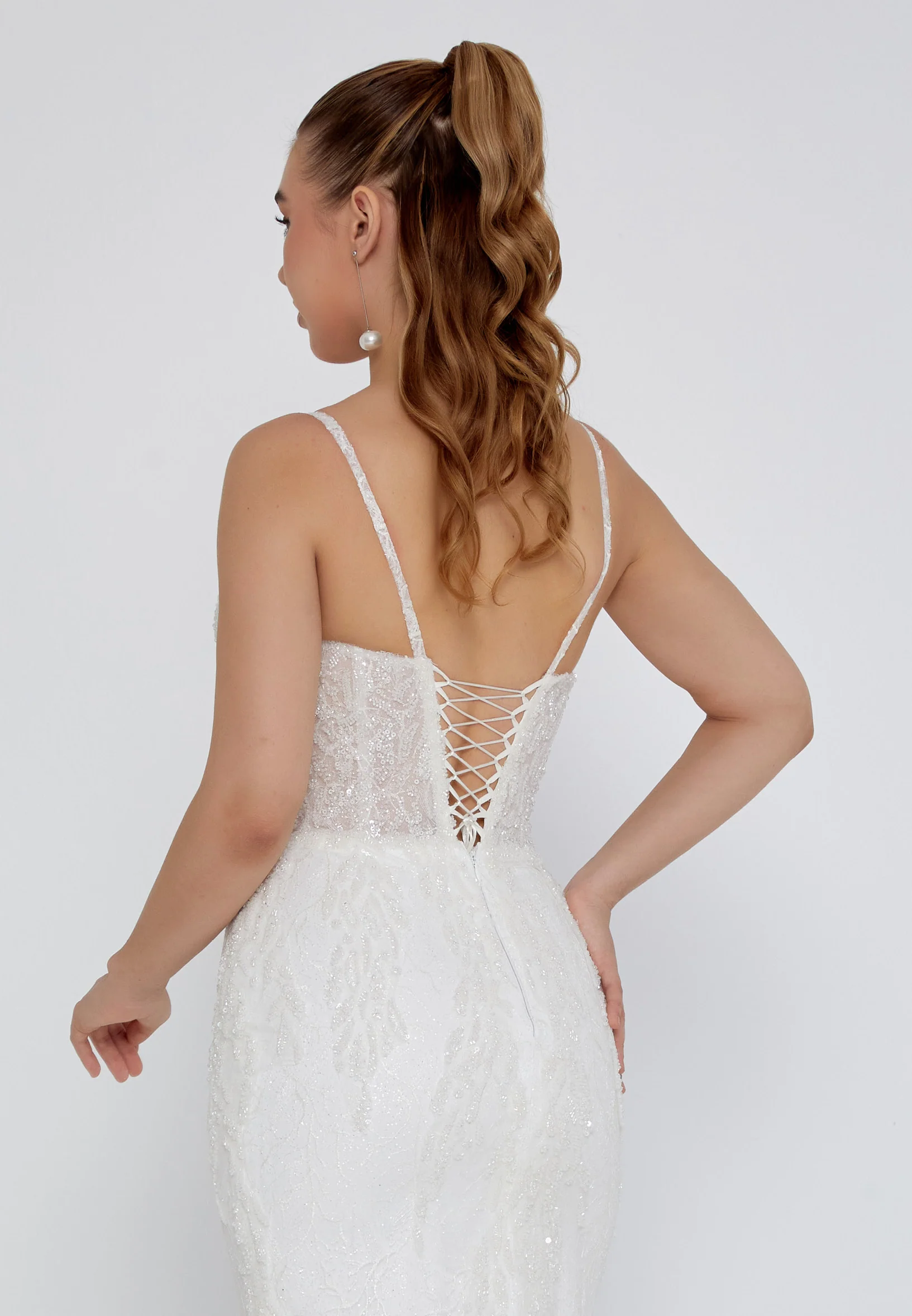 Sleeveless Maxi Tulle Regular Wedding Dress blv360008 - Image 3