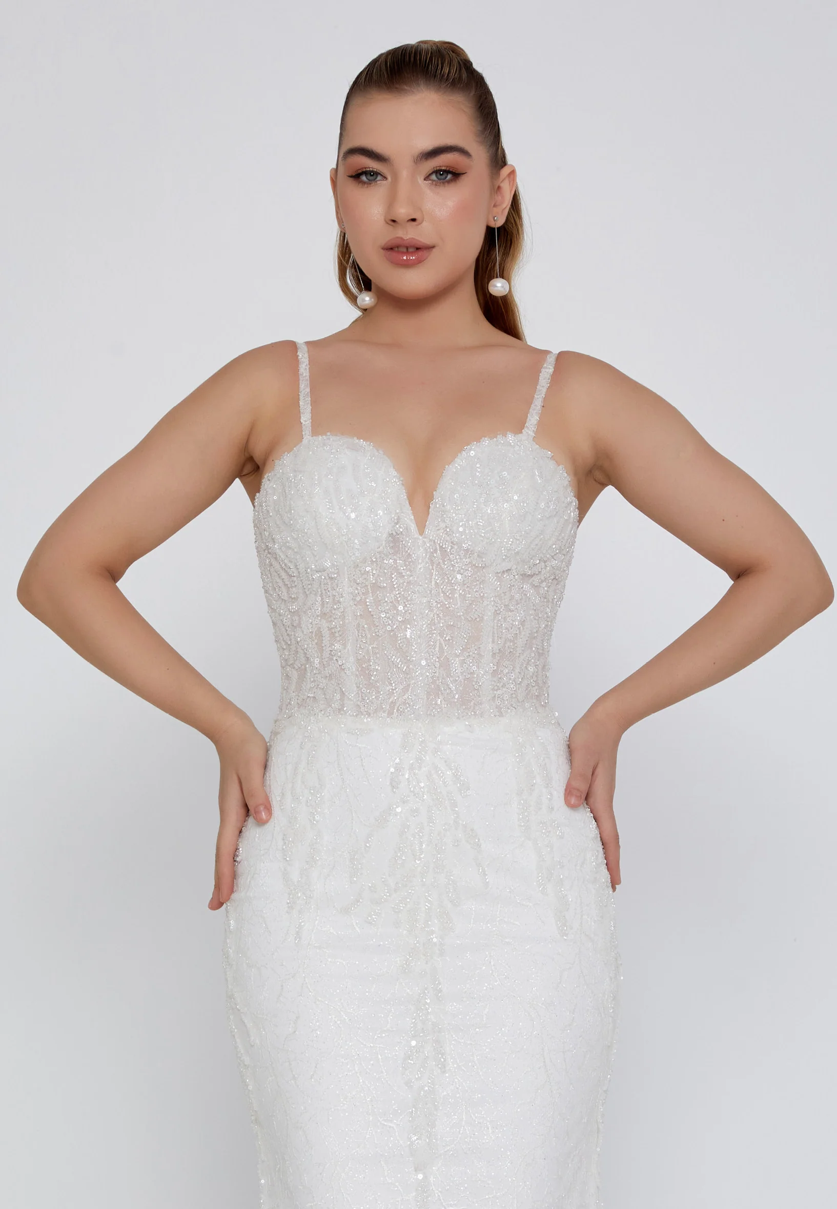 Sleeveless Maxi Tulle Regular Wedding Dress blv360008 - Image 7