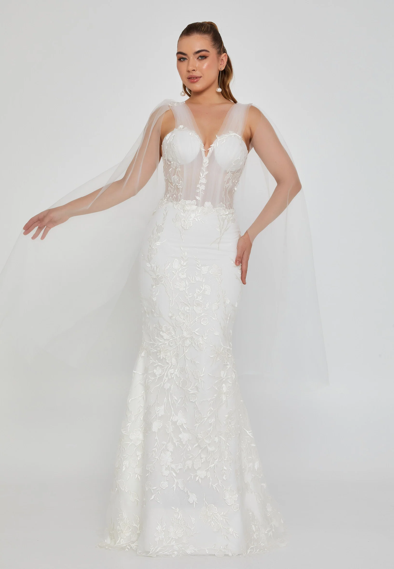 Sleeveless Maxi Tulle Regular Wedding Dress blv360010
