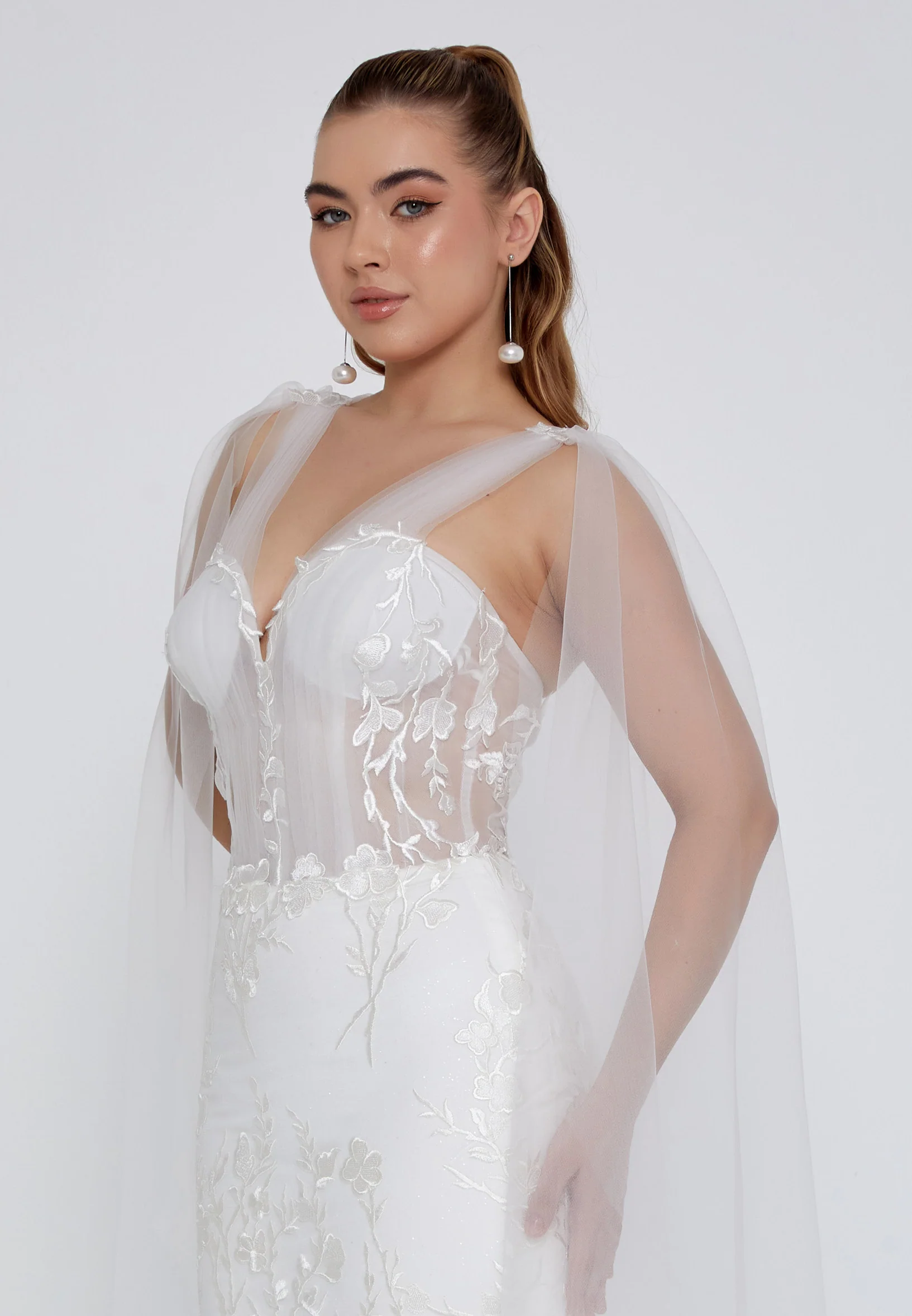 Sleeveless Maxi Tulle Regular Wedding Dress blv360010 - Image 2