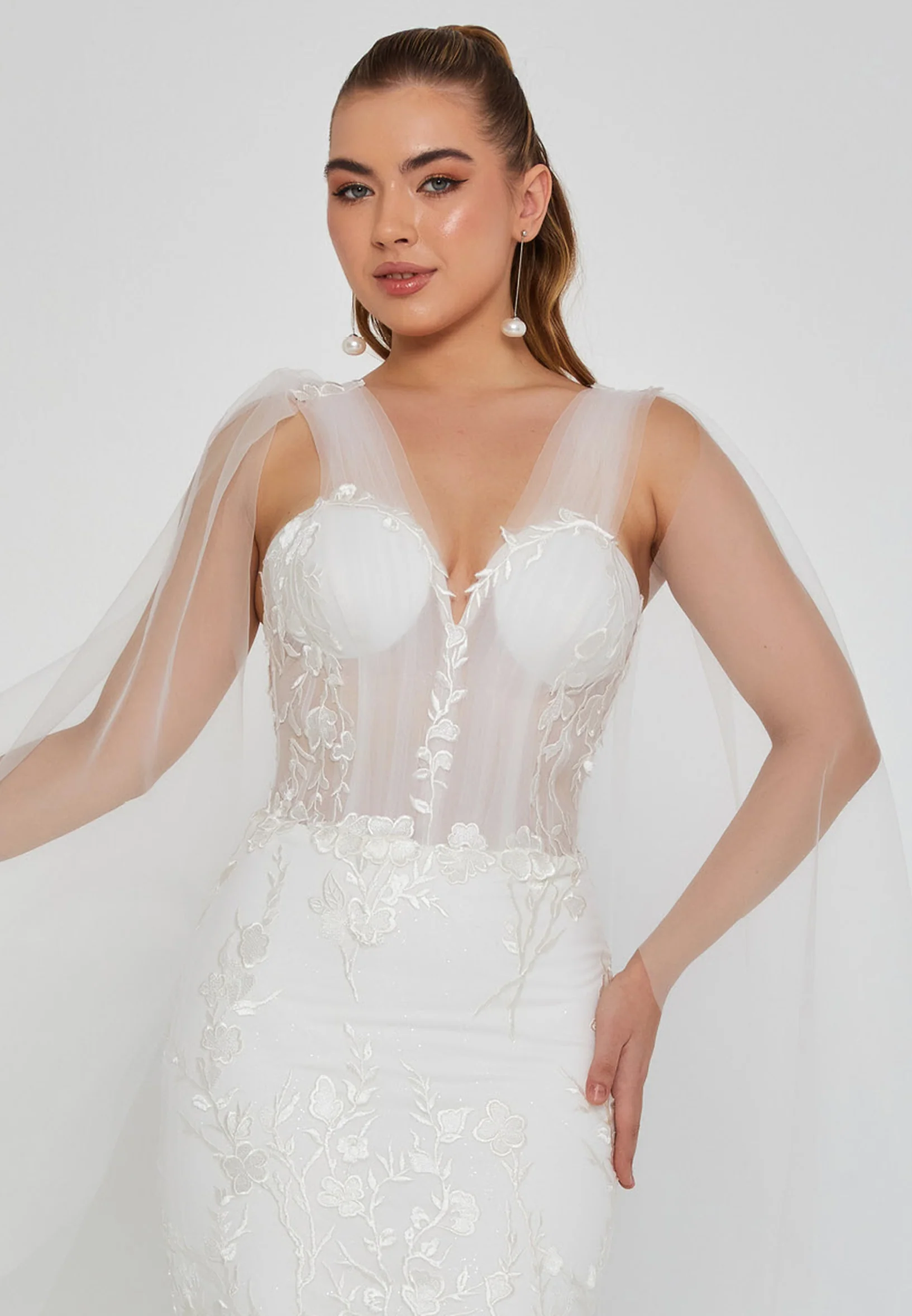 Sleeveless Maxi Tulle Regular Wedding Dress blv360010 - Image 6