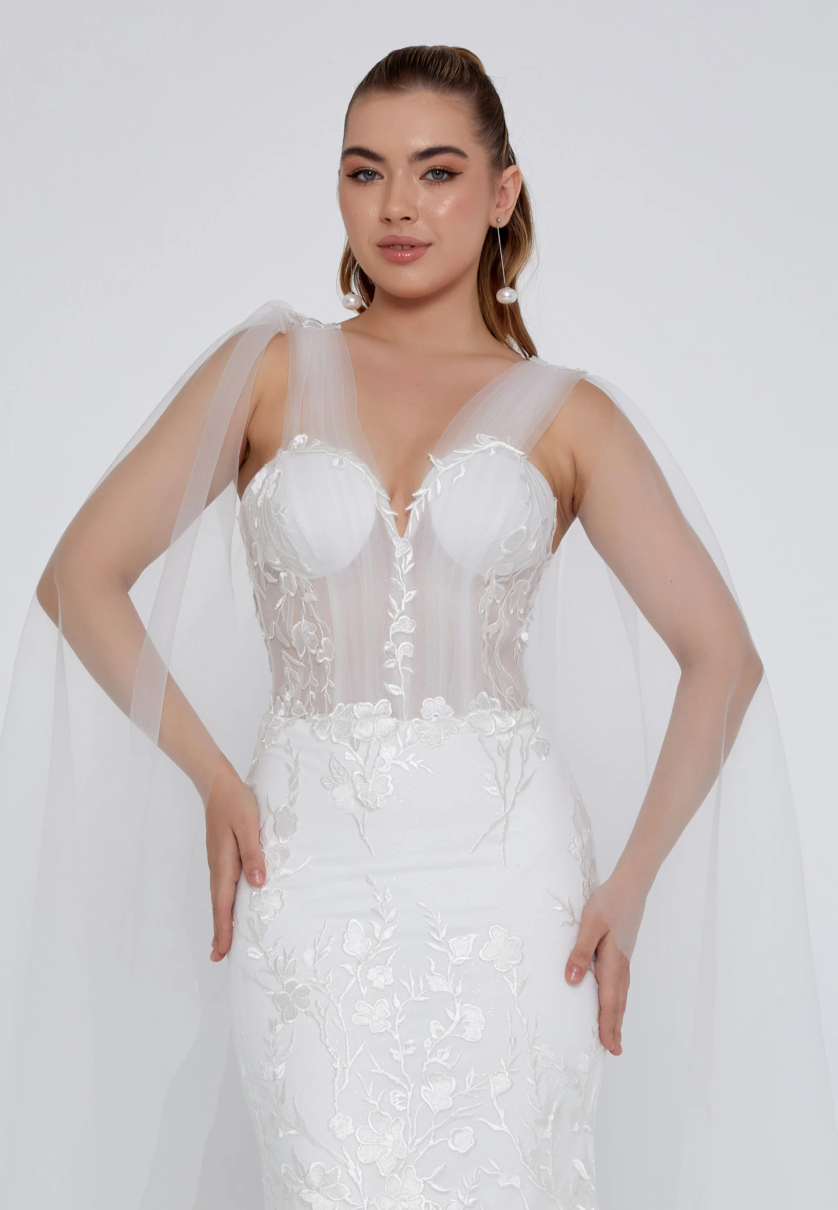 Sleeveless Maxi Tulle Regular Wedding Dress blv360010 - Image 7